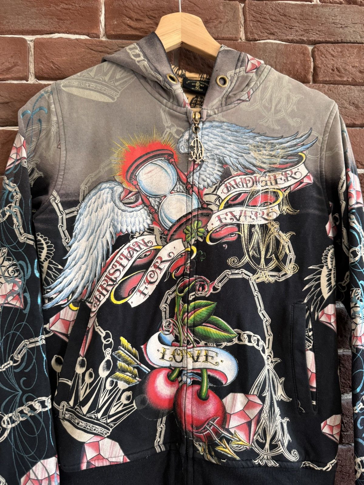Christian Audigier Rare Vintage Y2K Christian Audigier Diamond Hoodie Streetwea Size US XS / EU 42 / 0 - 3 Thumbnail