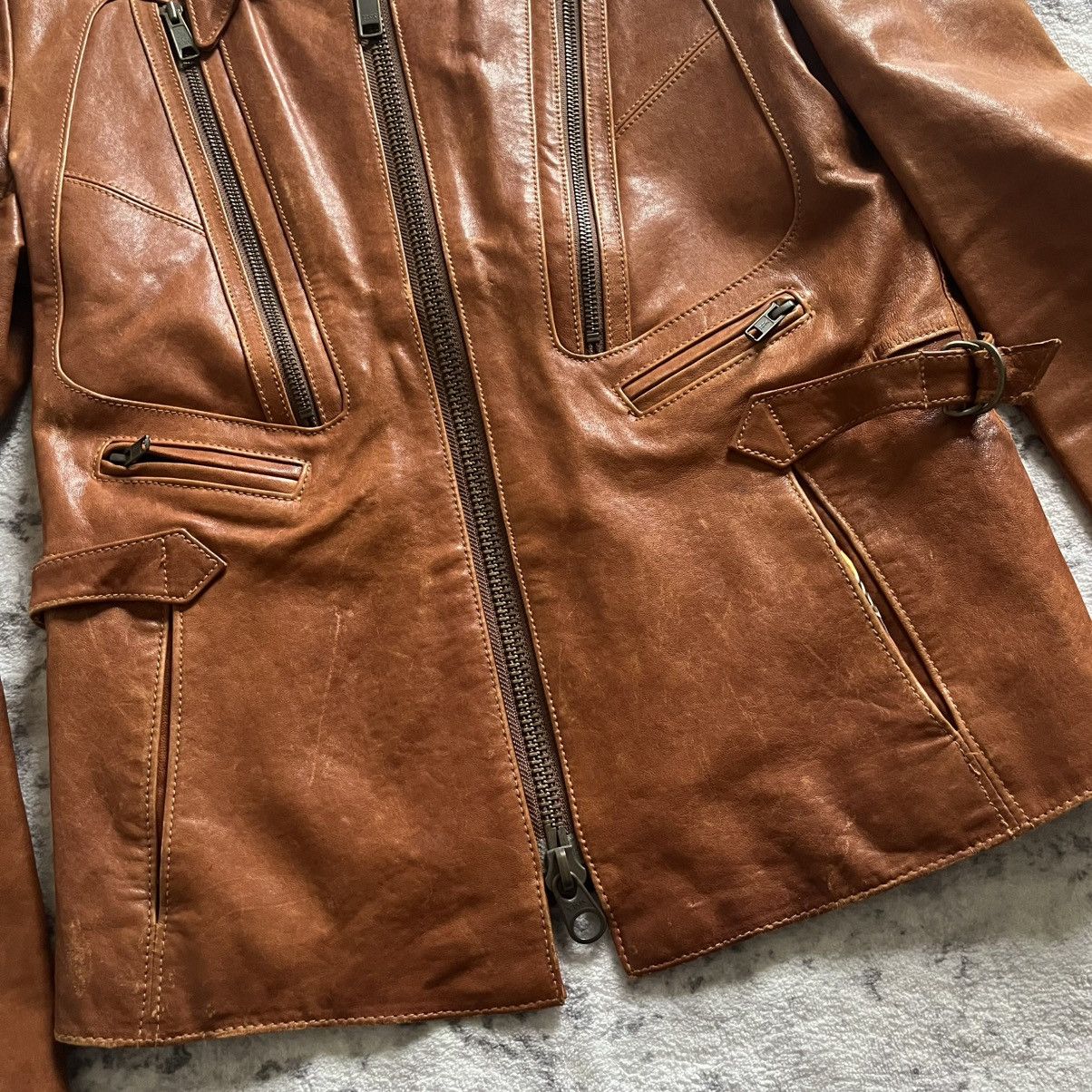 If Six Was Nine × Japanese Brand × Le Grande Bleu (L.G.B.) Led Rechwe Silk Lined Leather Jacket | Size L Size US L / EU 52-54 / 3 - 2 Thumbnail