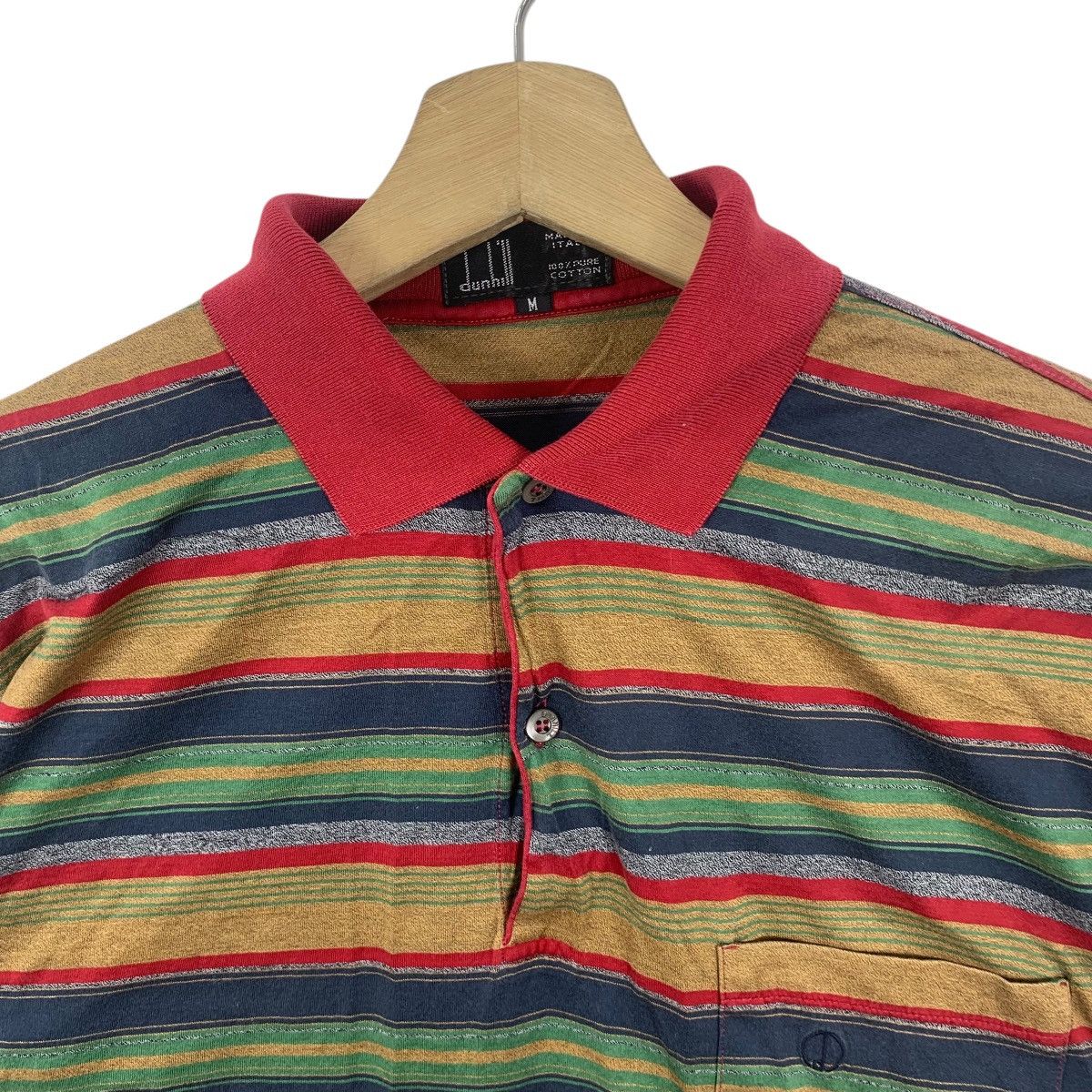 Vintage Vintage DUNHILL MADE IN ITALY Pure Cotton Striped Polo Tee Size US M / EU 48-50 / 2 - 7 Thumbnail
