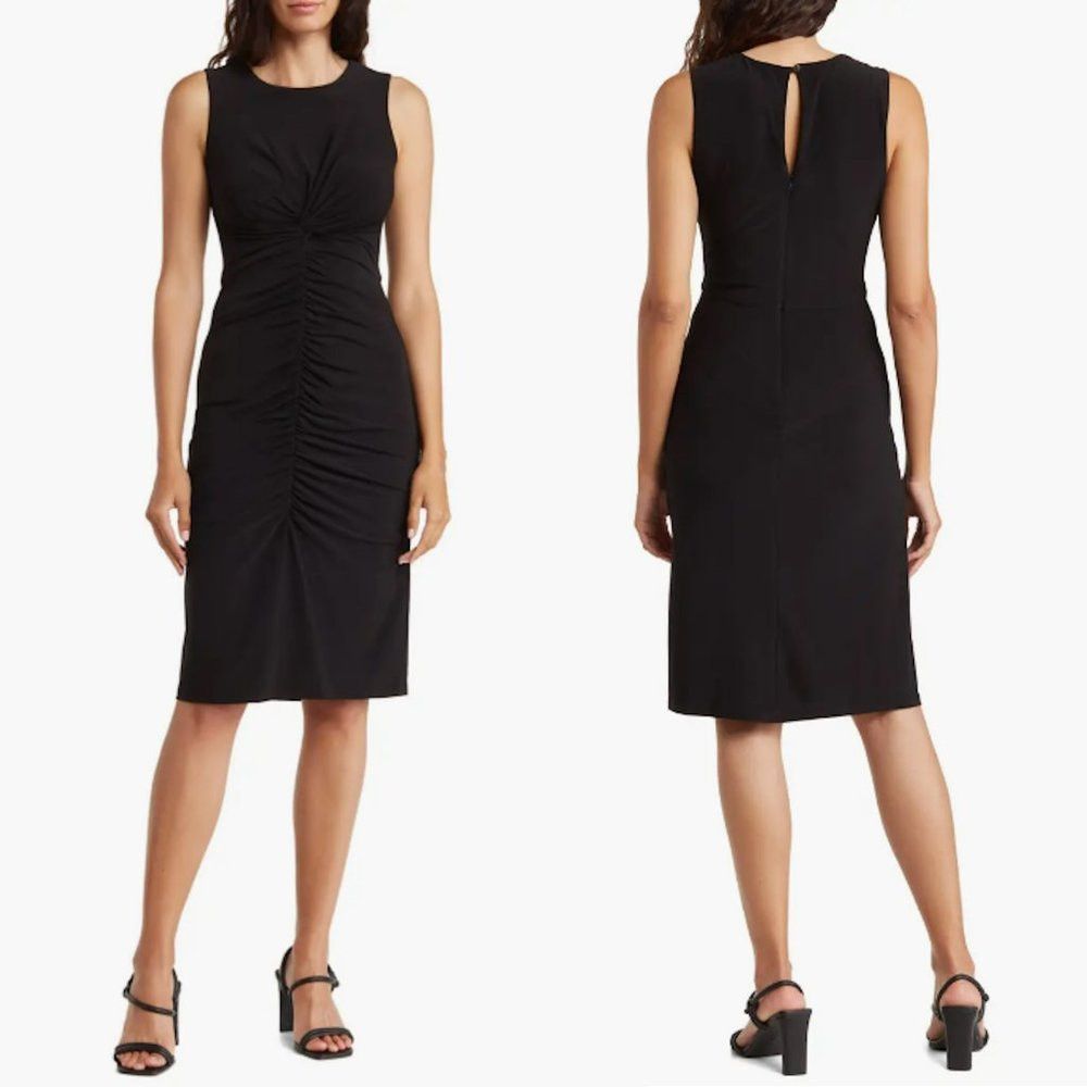 Vince Camuto NWT New Vince Camuto Ruched Body-Con Midi Sleeveless Black Size L / US 10 / IT 46 - 1 Thumbnail