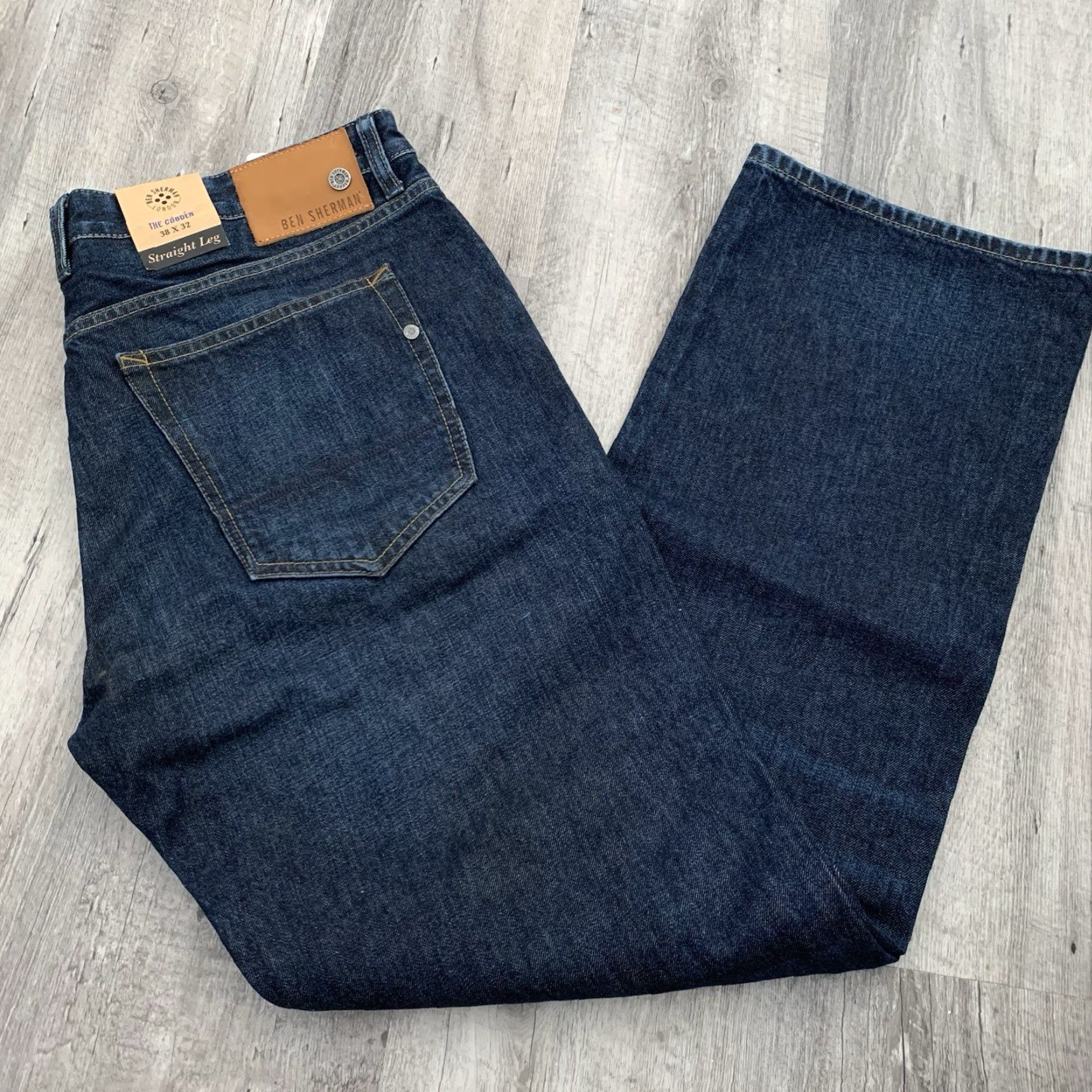 Ben Sherman Ben Sherman Jeans Slim Straight 38x32 Mens Blue Denim Button Fly 5-Pocket Grunge Style Size US 38 / EU 54 - 5 Thumbnail