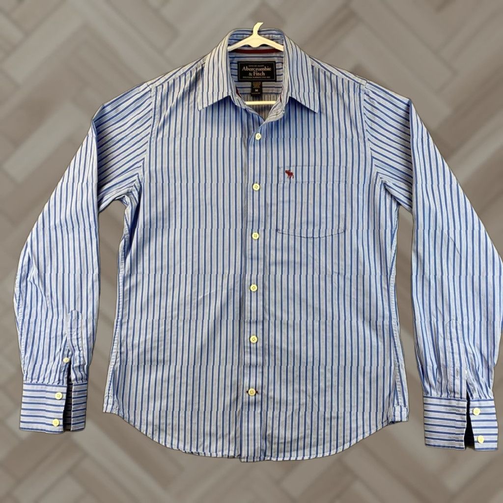 Abercrombie & Fitch Abercrombie & Fitch Mens Cotton Long Sleeve Dress Casual Striped Shirt M /83-54 Size US M / EU 48-50 / 2 - 1 Thumbnail