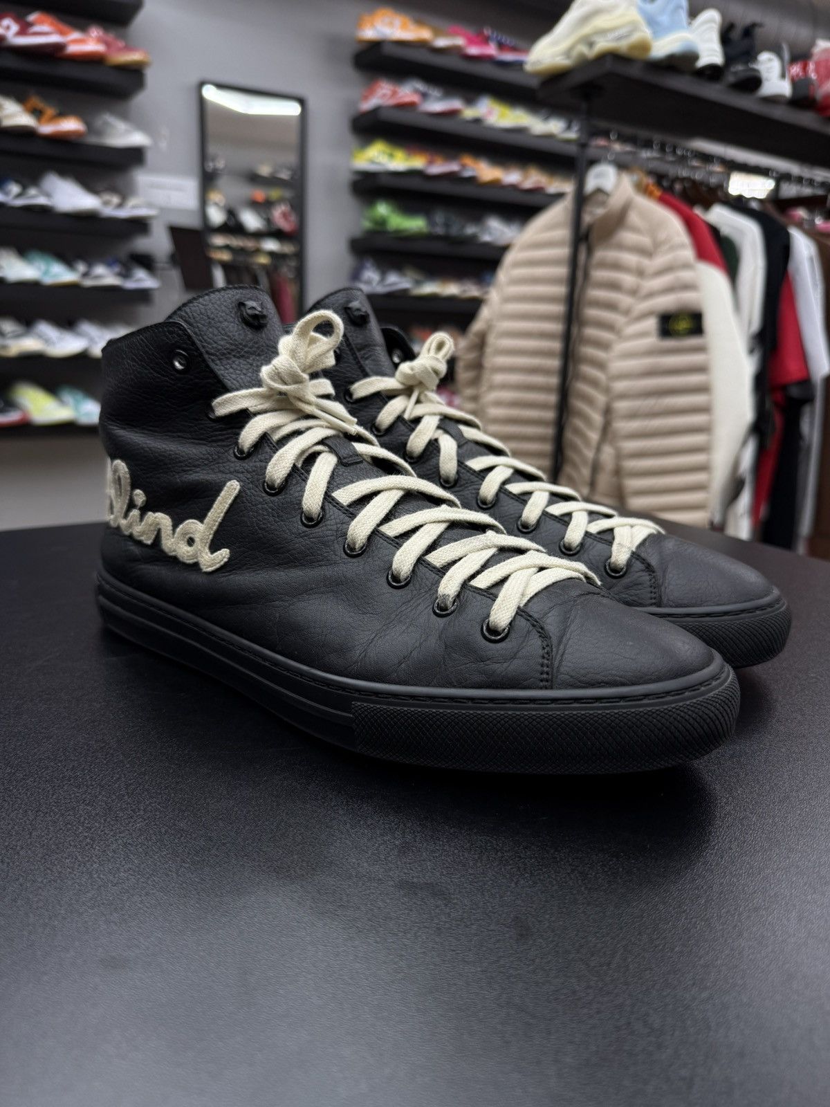 Gucci Gucci Men's Black Blind For Love Leather High Top Sneaker Size US 11 / EU 44 - 4 Thumbnail