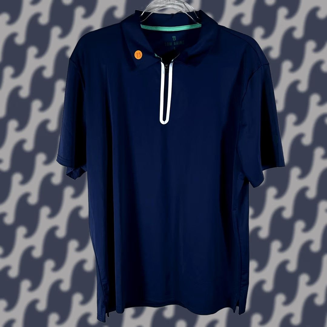 Vintage Tom Baine Mens Large Navy Blue 1/4 Zip Polo Shirt Short Sleeve Performance Shirt Golf Size US L / EU 52-54 / 3 - 1 Thumbnail