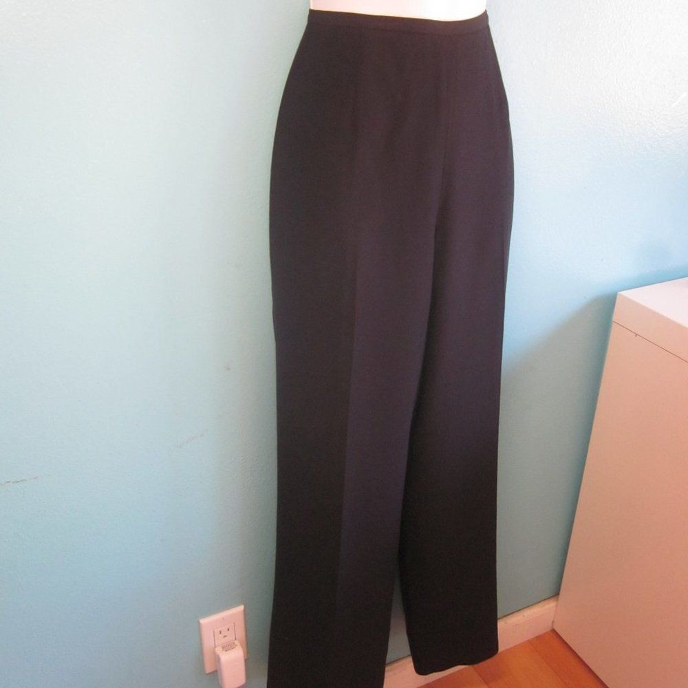 Good Worth & Co. Worth Silk Wide Leg Trousers Black/ Very Dark Navy Blue Drap Size 28" / US 6 / IT 42 - 3 Thumbnail