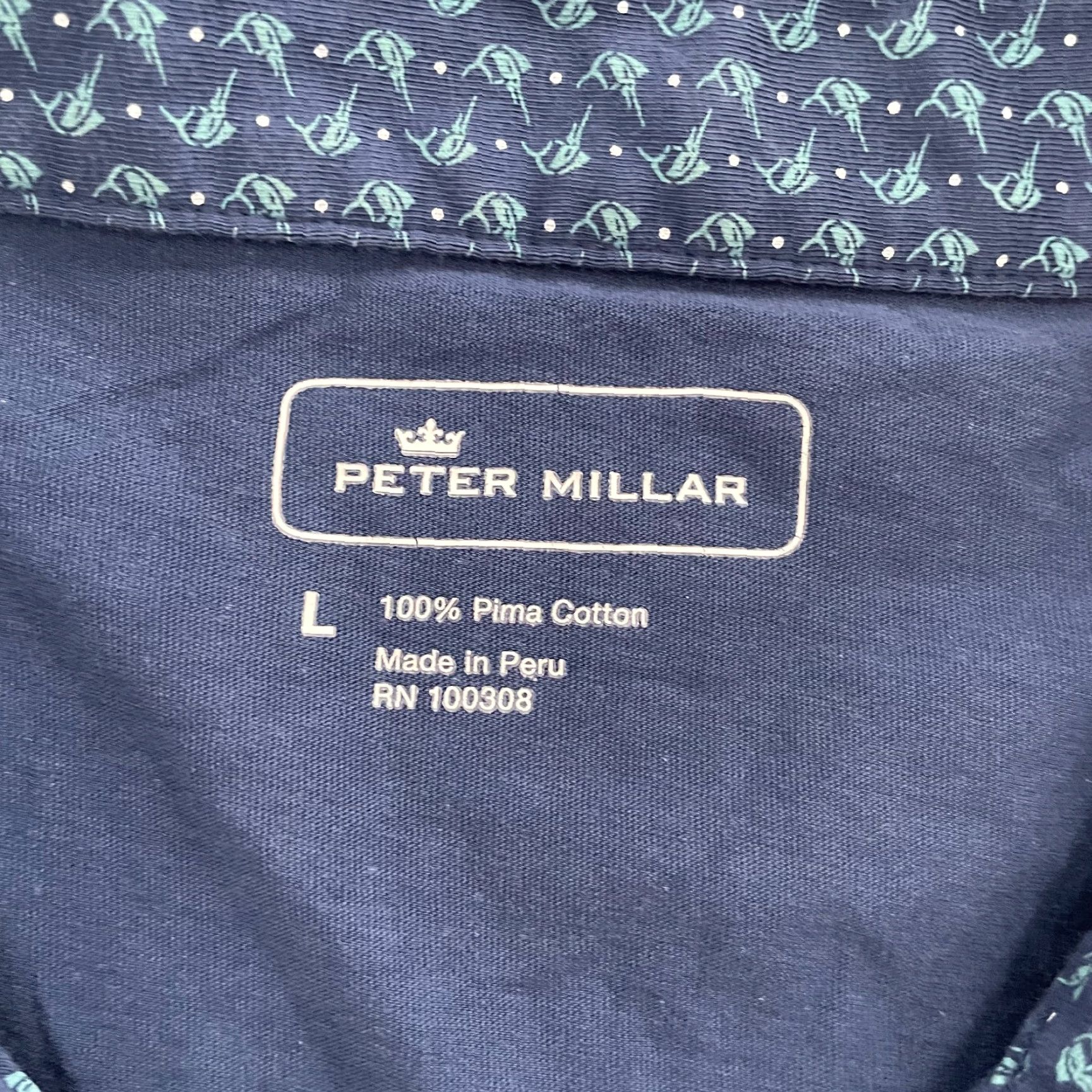Peter Millar Peter Millar Blue Polo Shirt Adult Large Marlin Fishing Print Golf Casual Mens Size US L / EU 52-54 / 3 - 5 Thumbnail