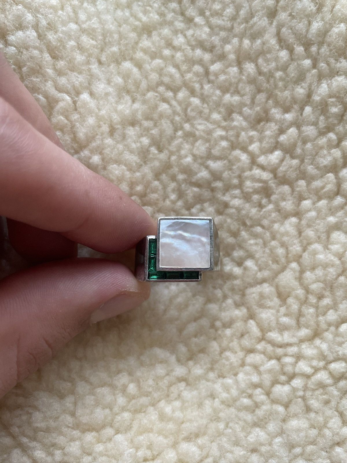 Other MAPLE - MOTHER OF PEARL x GREEN TOPAZ - 925 SILVER RING Size ONE SIZE - 4 Thumbnail