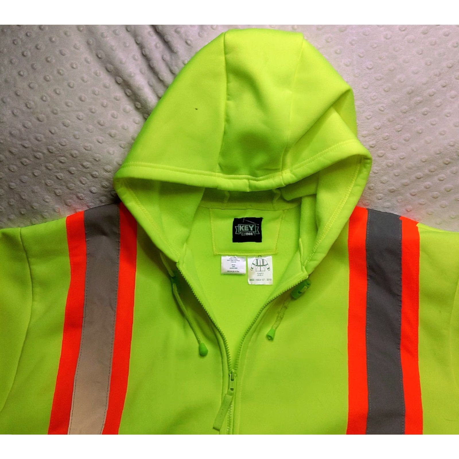 Vintage Key Safety Work Wear Hoodie Hi Visibility Reflective Mens 2XLT Yellow Hoodie Shirt Adult Mens 2XLT Yellow Size US XXL / EU 58 / 5 - 4 Thumbnail