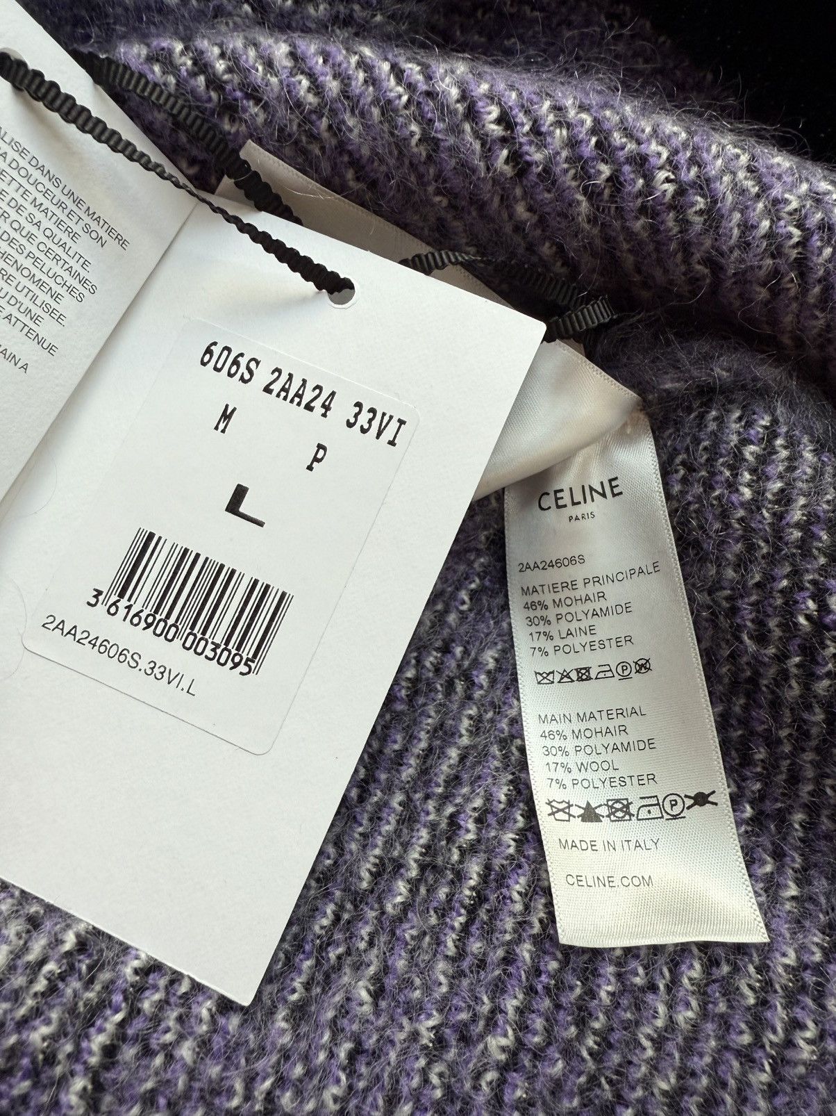 Celine $1.4k FW22 Celine argyle mohair blend fuzzy sweater L Hedi Size US L / EU 52-54 / 3 - 14 Thumbnail