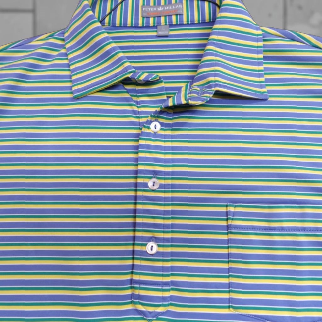 Peter Millar Peter Millar Polo Shirt L Blue Striped QM Cup Syracuse Mens Golf Summer Comfort Embroidered Short Sleeve Size US L / EU 52-54 / 3 - 1 Thumbnail