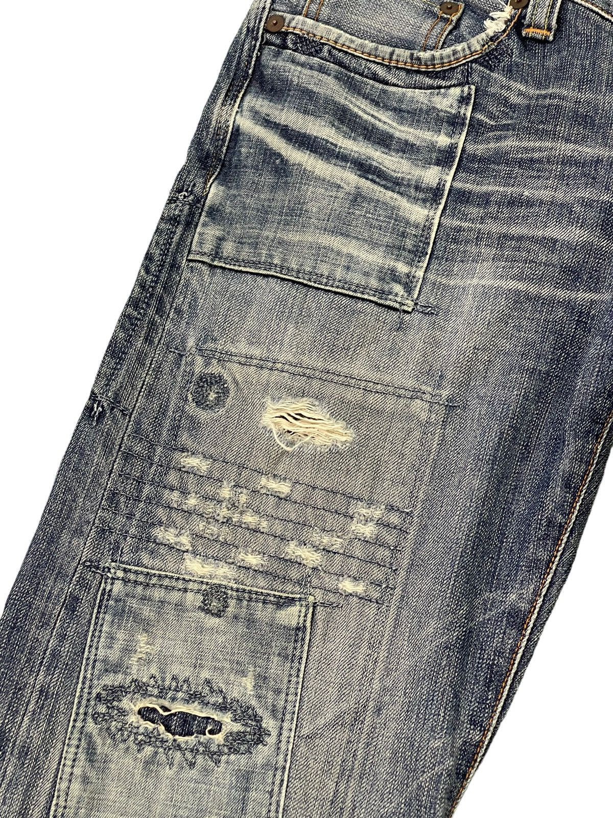 Japanese Brand Boro Jeans Bartacks Japan Patchwork Denim Cropped 7🟦9 Size US 29 - 8 Thumbnail