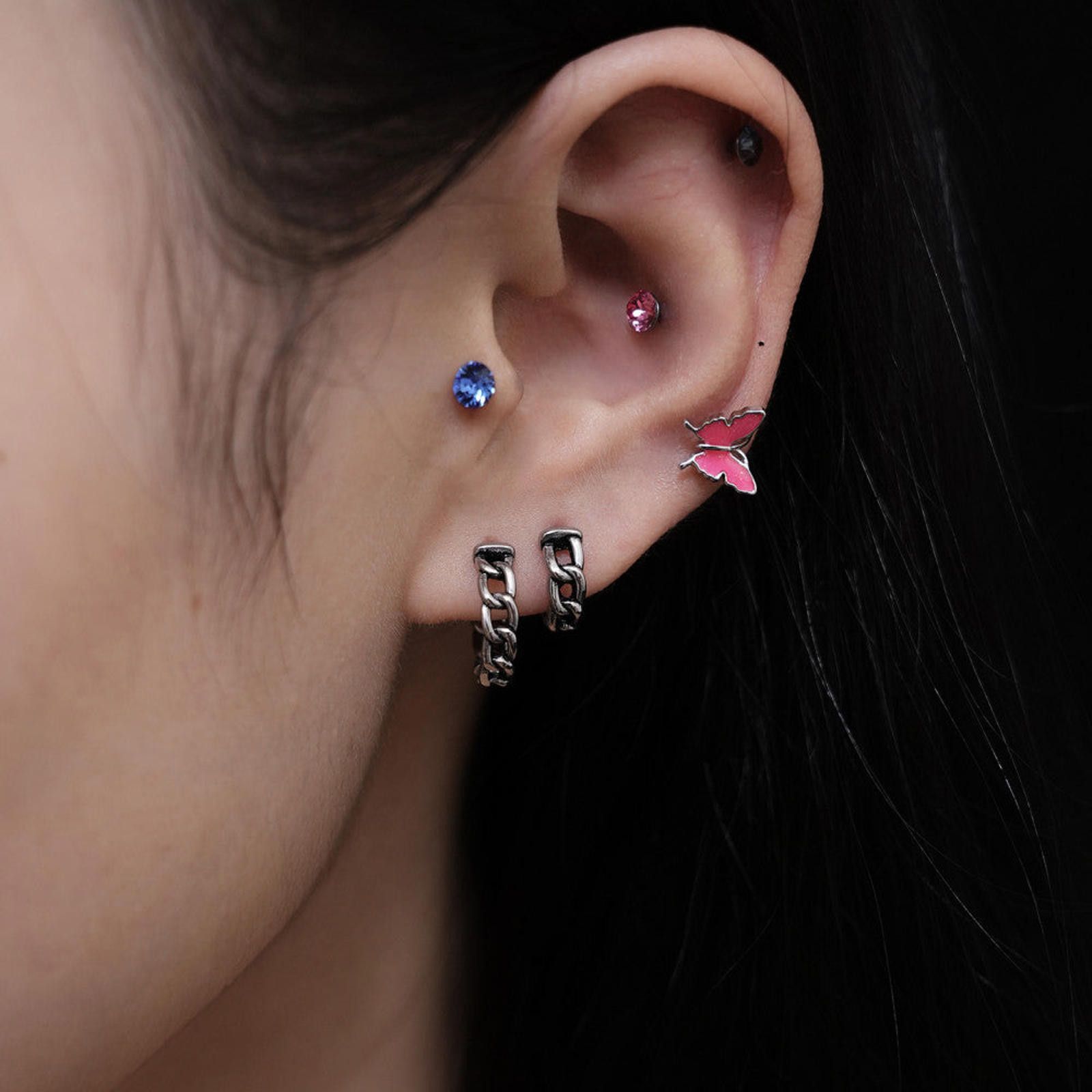 Jewelry Silver Chain Hoop Earrings Size ONE SIZE - 4 Thumbnail