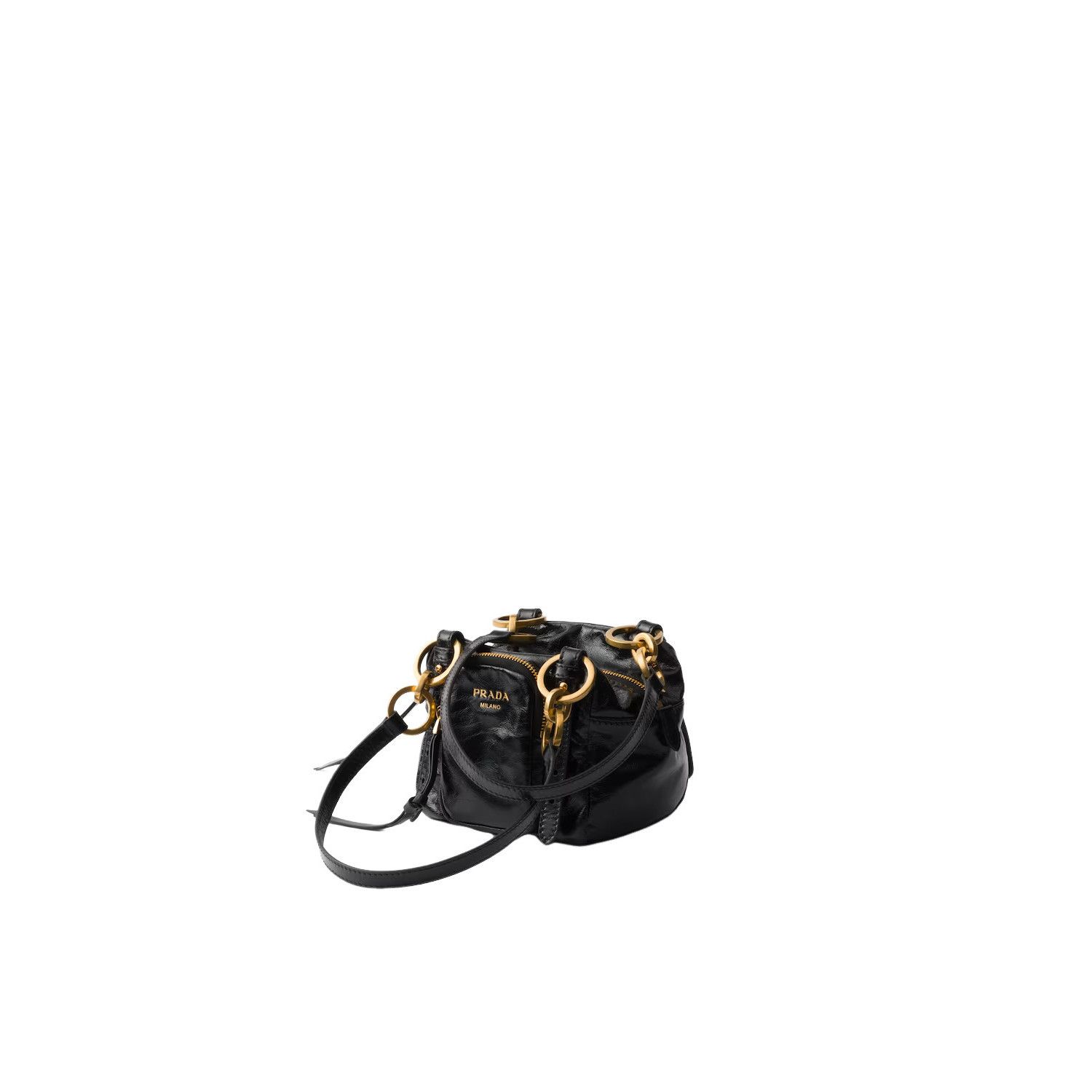 Prada PRADA Dangle Mini $3100 Black Leather Top Handle Bag New & A Size ONE SIZE - 2 Thumbnail