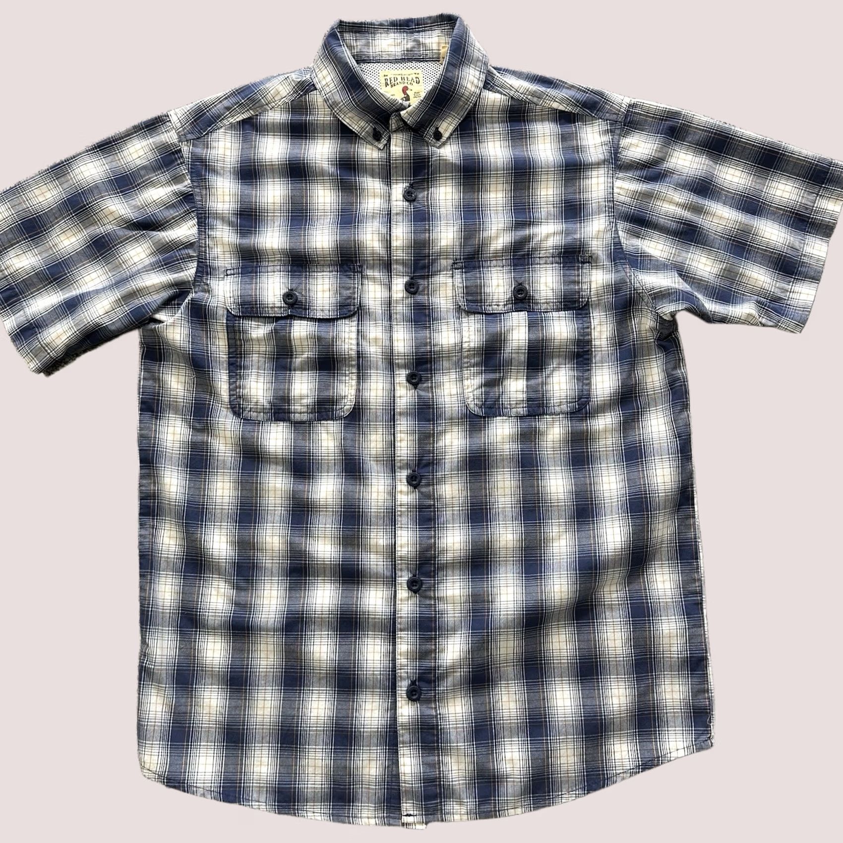 Vintage RedHead Short Sleeve Button Down Shirt Mens M Blue Plaid Collared Size US M / EU 48-50 / 2 - 1 Thumbnail