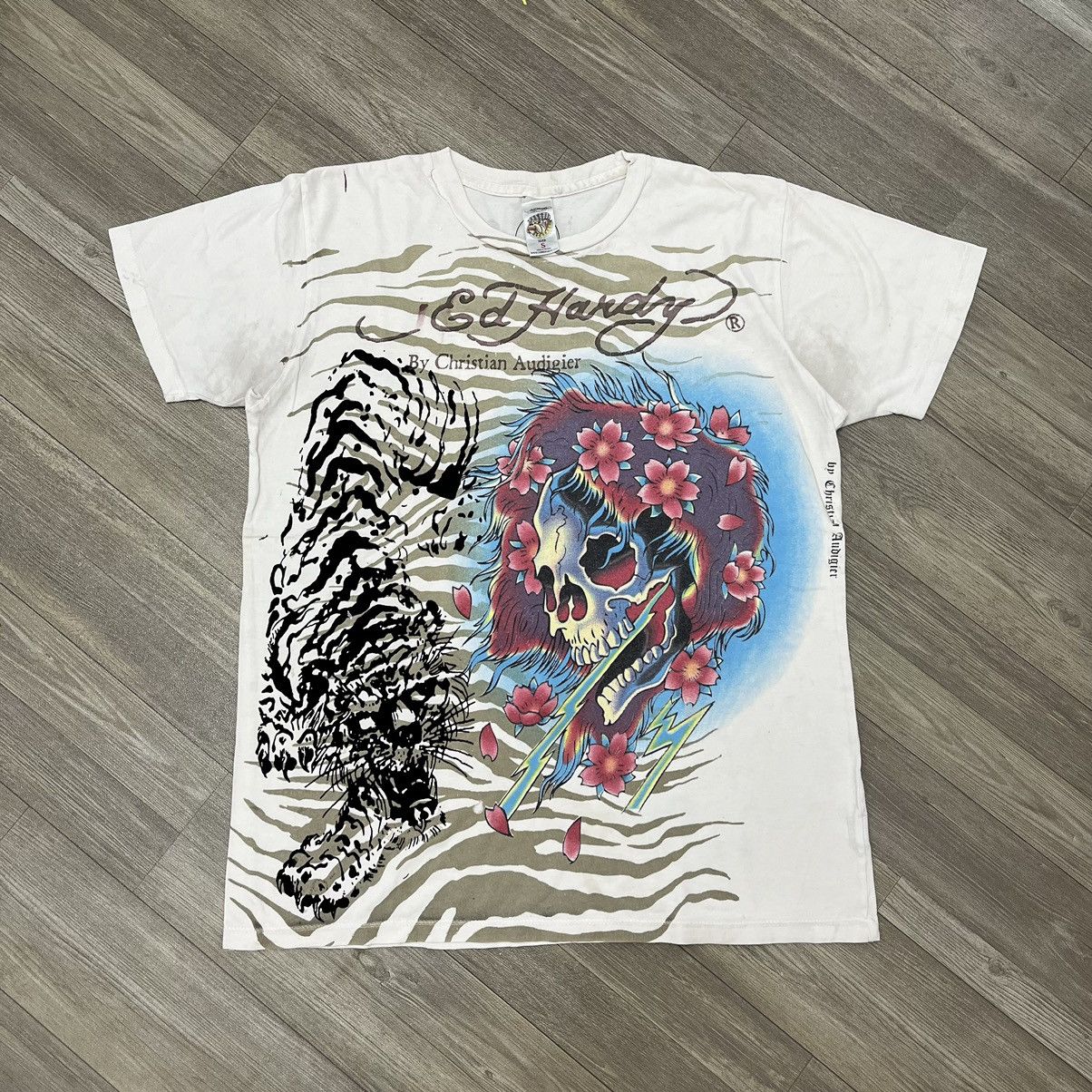 Christian Audigier × Ed Hardy Y2K Ed Hardy hy Christian Audigier Tiger Skull Tee Size US S / EU 44-46 / 1 - 1 Thumbnail