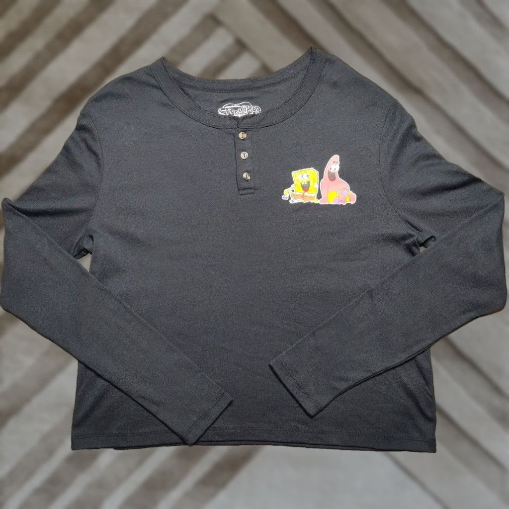 Vintage VINTAGE SpongeBob SquarePants & Patrick Star Juniors 2XL Black Henley Shirt NEW Size XXL / US 16-18 / IT 52-54 - 1 Thumbnail