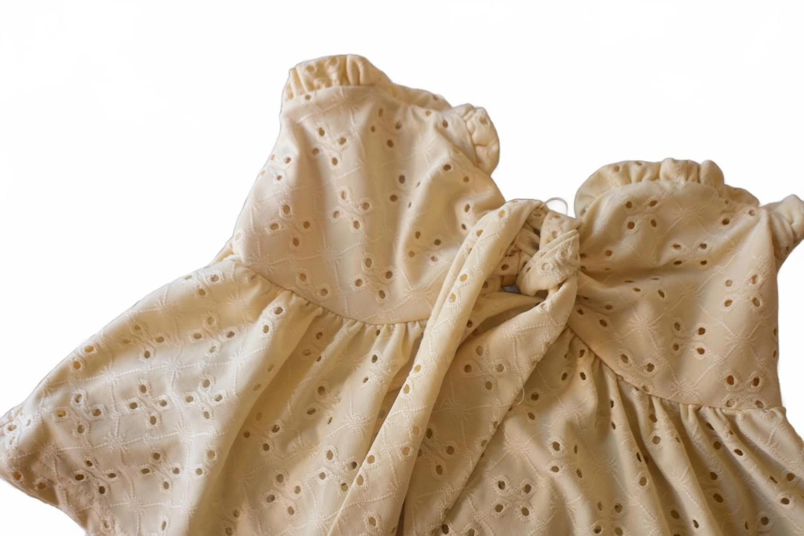 Shein SHEIN Beige Eyelet Cotton Baby Dress w Ruffle Sleeves Small Size S / US 4 / IT 40 - 2 Thumbnail