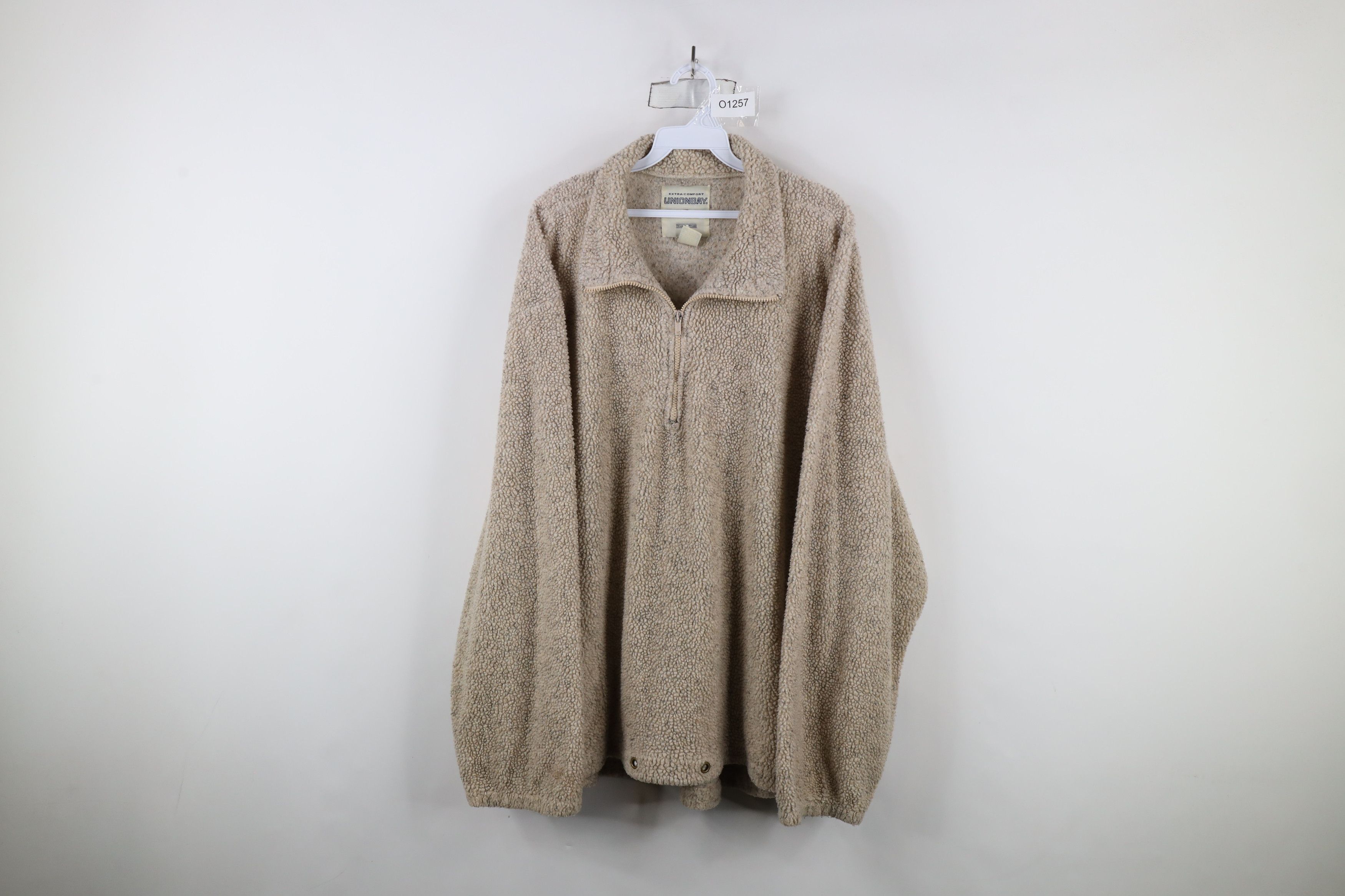 Vintage Vintage 90s Streetwear Pile Fleece Half Zip Sweater Beige Size US XL / EU 56 / 4 - 1 Thumbnail