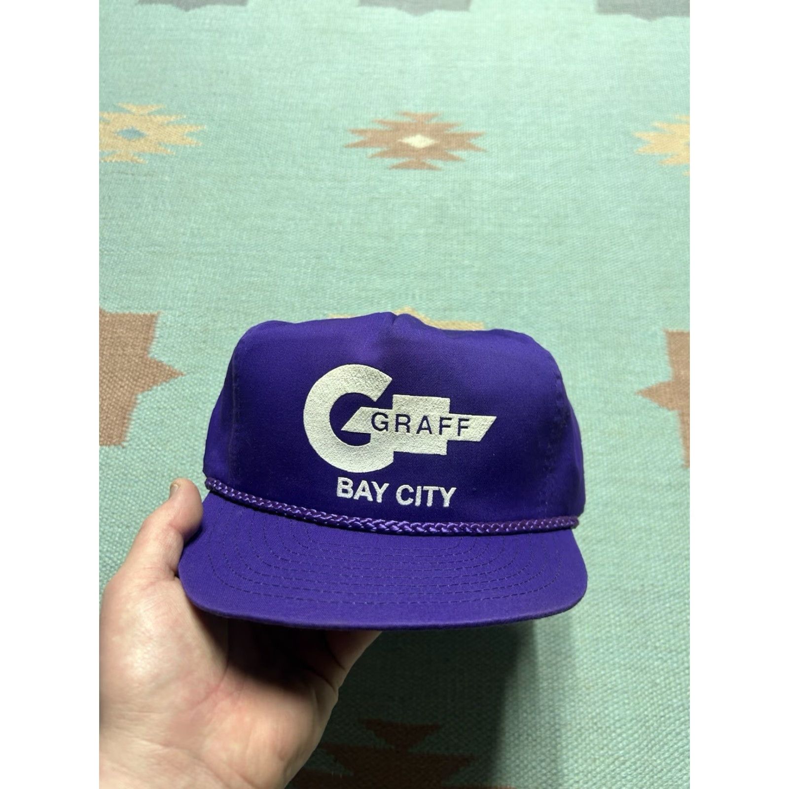 GRAFF VINTAGE StrapBack hat cap Graff Chevy Chevrolet dealer bay city Michigan purple Size ONE SIZE - 2 Thumbnail