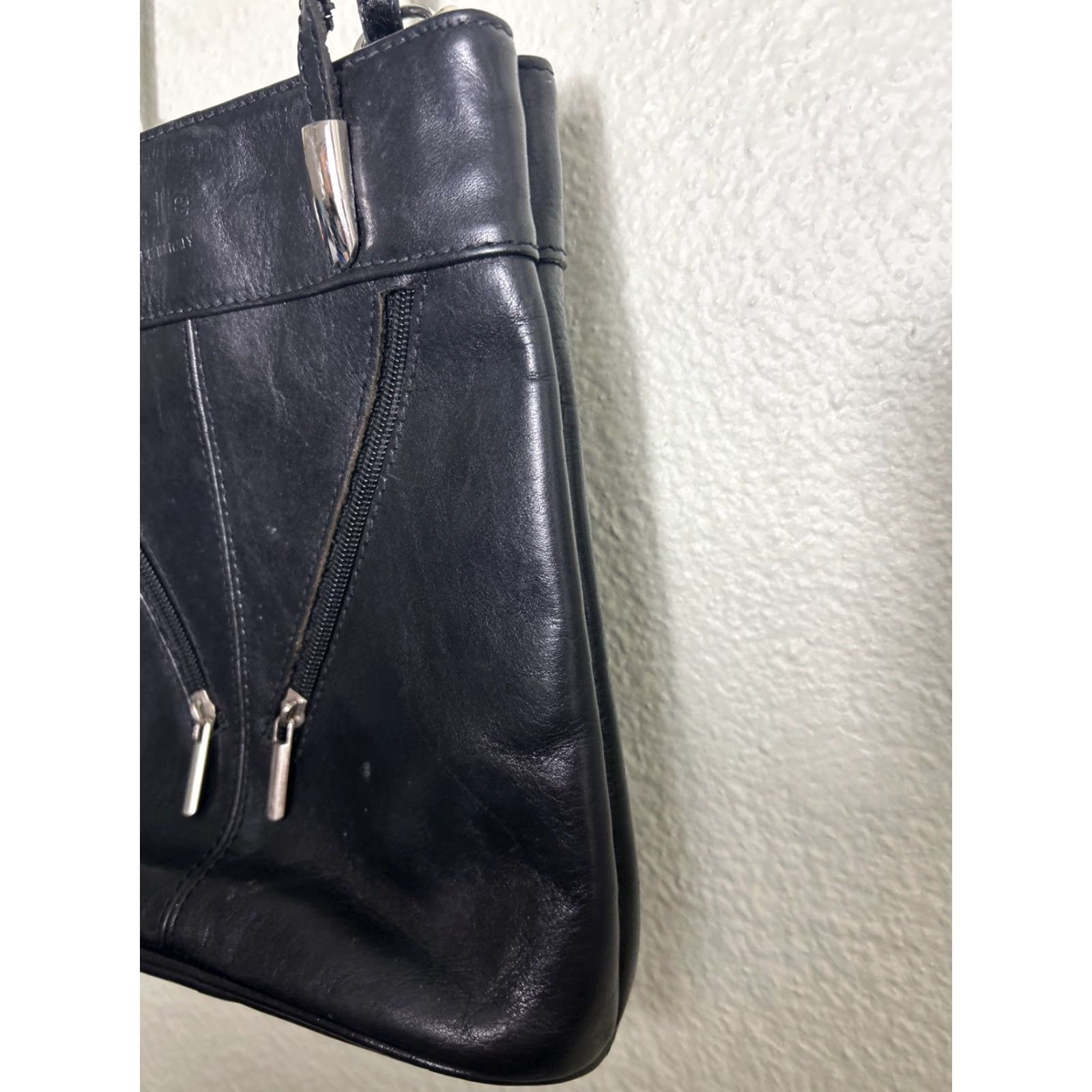 Vintage VINTAGE Pelle Leather Mini Backpack Purse Black Womens 9x9x3 Italy Flaws Size ONE SIZE - 7 Thumbnail