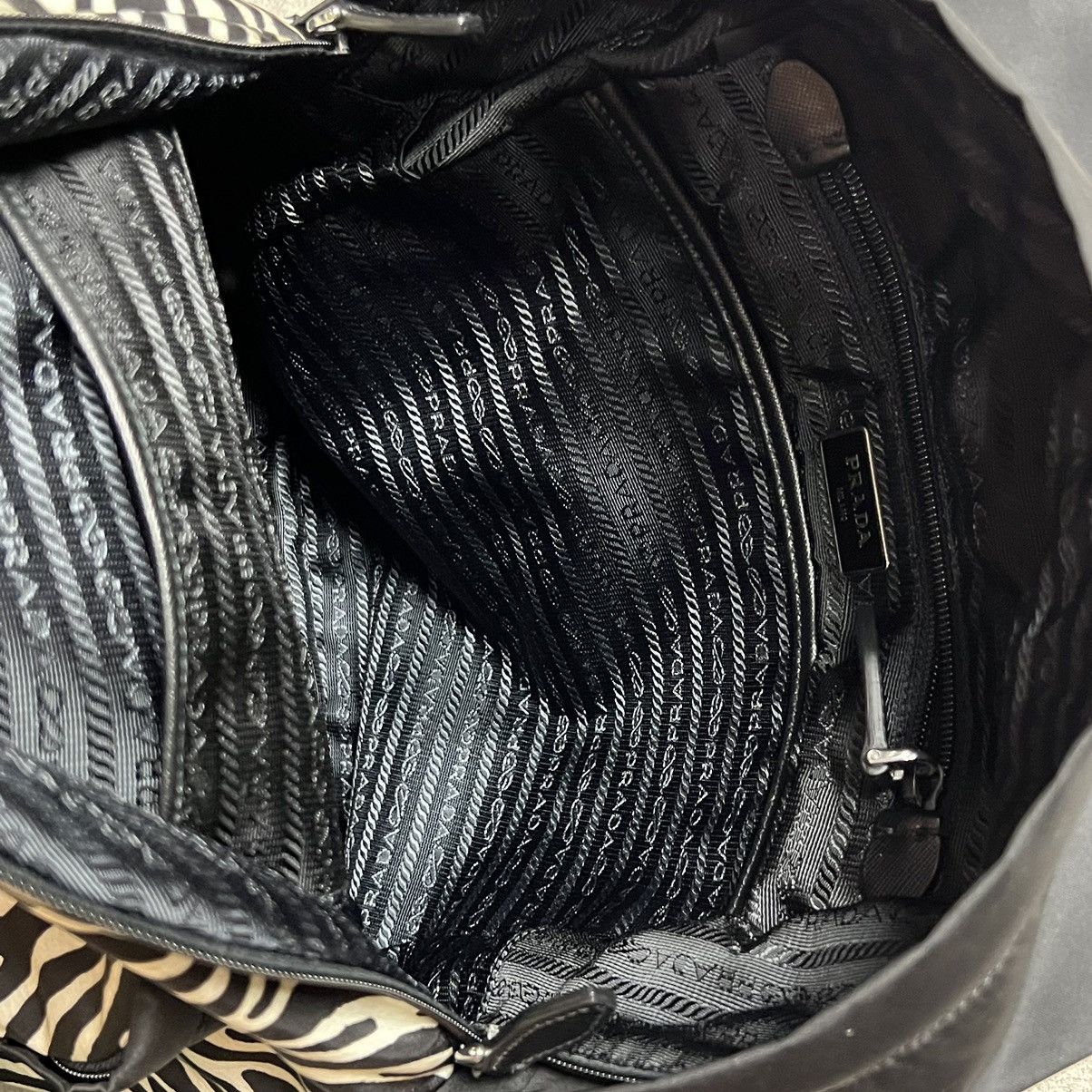 Prada Prada Logo Plate Zebra Backpack Size ONE SIZE - 8 Thumbnail
