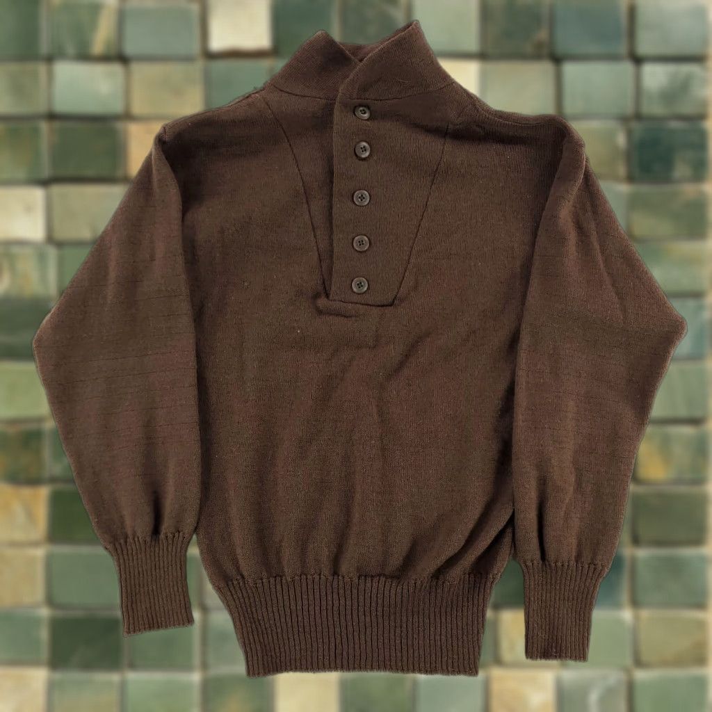 Vintage VINTAGE US Army Sweater 5 Button Henley Wool Pullover Mens L Green 80s 100% Wool Size US L / EU 52-54 / 3 - 1 Thumbnail