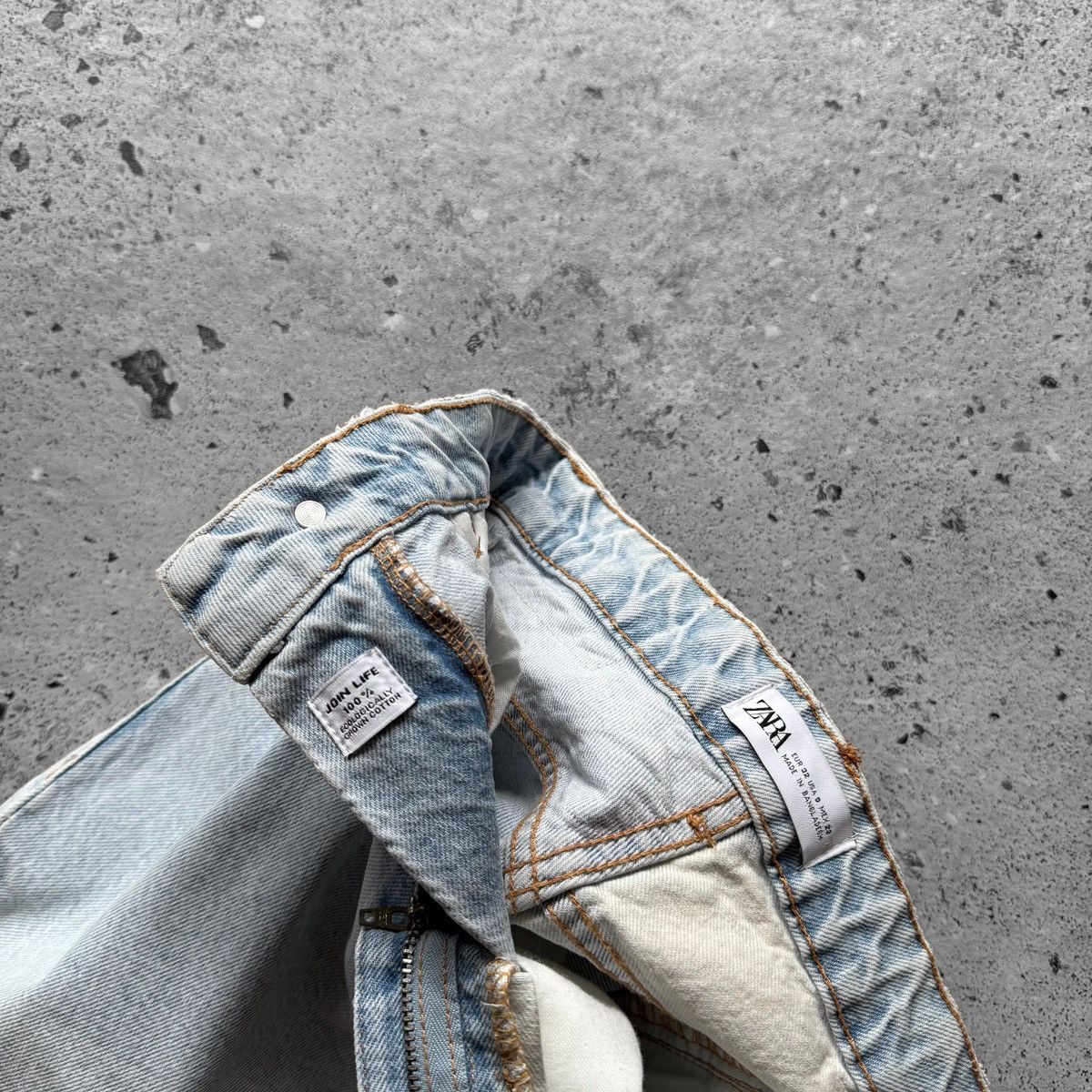 Designer × Zara Zara Womens Mom Fit Denim Jeans Blue White Zipper Closure Size 32" / US 10 / IT 46 - 7 Thumbnail