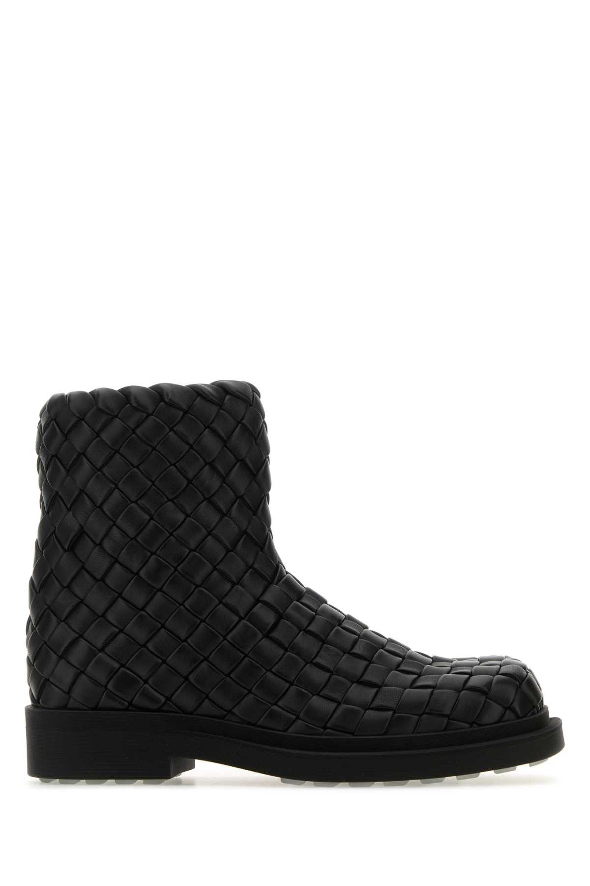 image of Bottega Veneta Black Leather Ben Ankle Boots, Men's (Size 11)