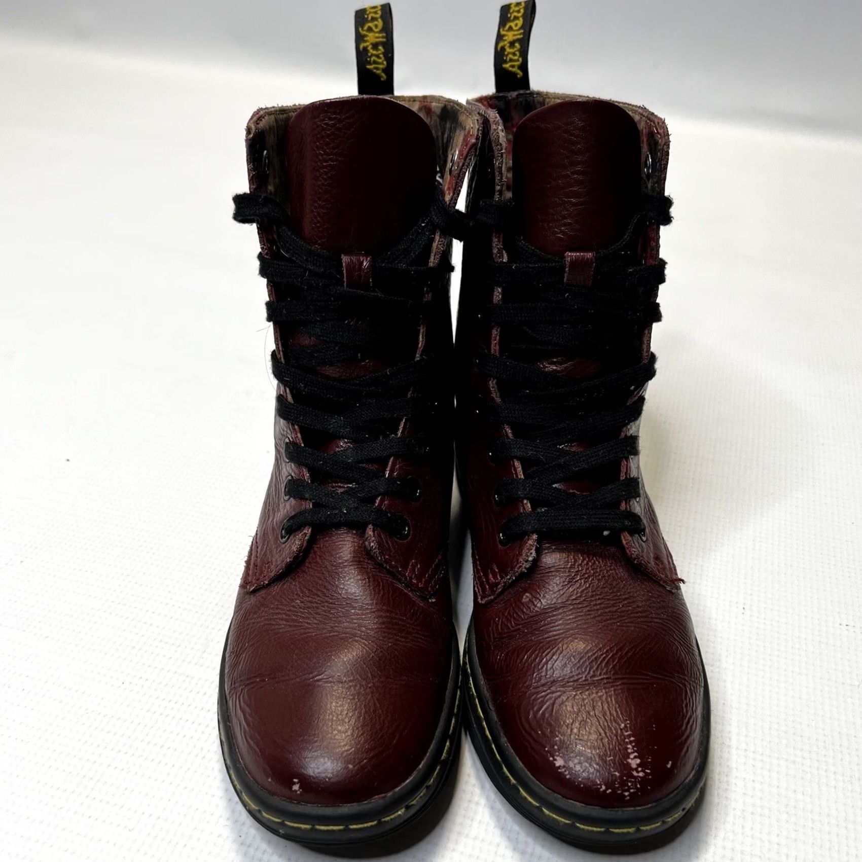 Dr. Martens VINTAGE? No. Dr. Martens Stratford Women Red Leather Boots Combat Lace Up High-Top Size 6 37 Size US 6 / IT 36 - 2 Thumbnail