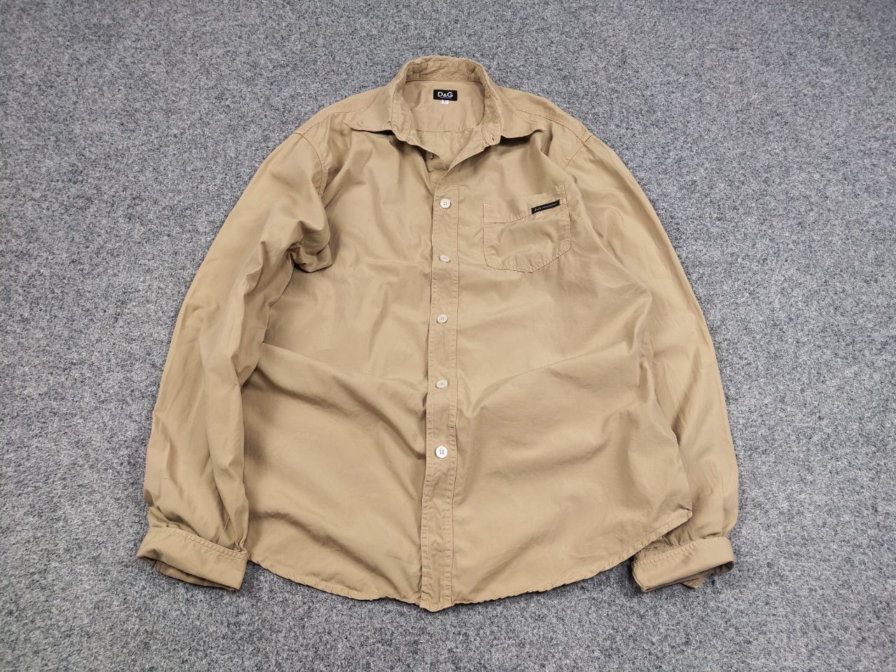 Dolce & Gabbana Vintage Dolce & Gabbana Logo Beige Cotton Button Shirt Size US L / EU 52-54 / 3 - 2 Thumbnail