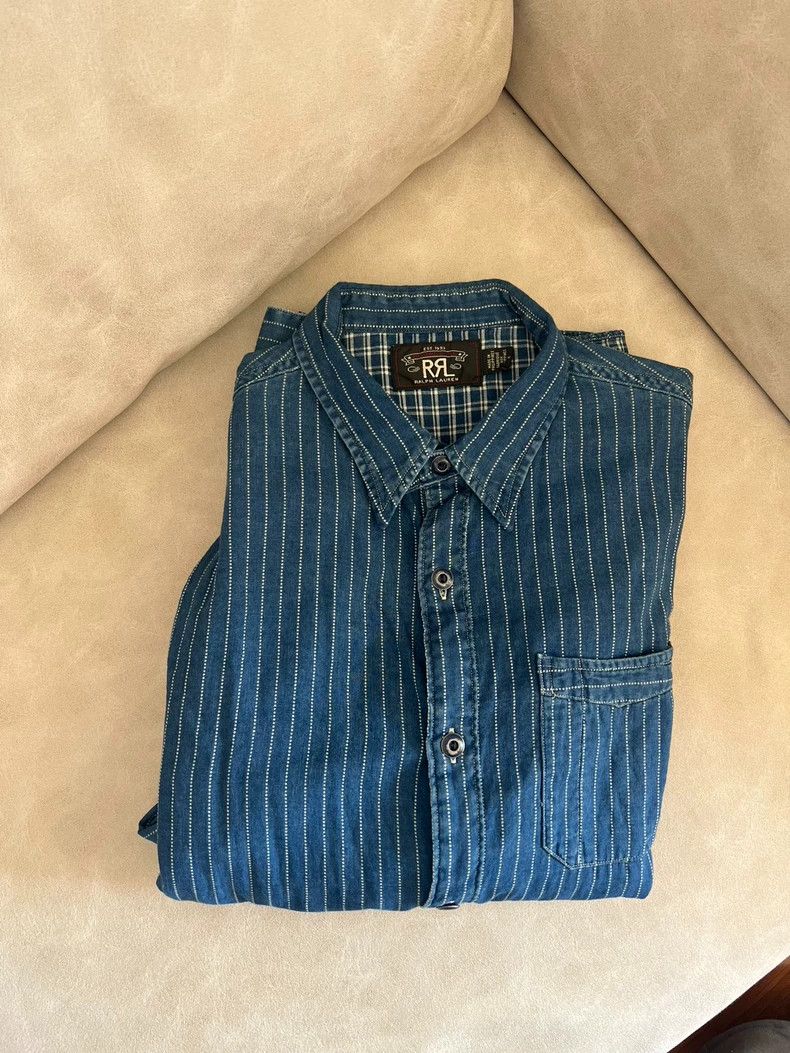 RRL Ralph Lauren RRL Ralph Lauren Railway Blue Wabash Shirt Size US S / EU 44-46 / 1 - 3 Thumbnail