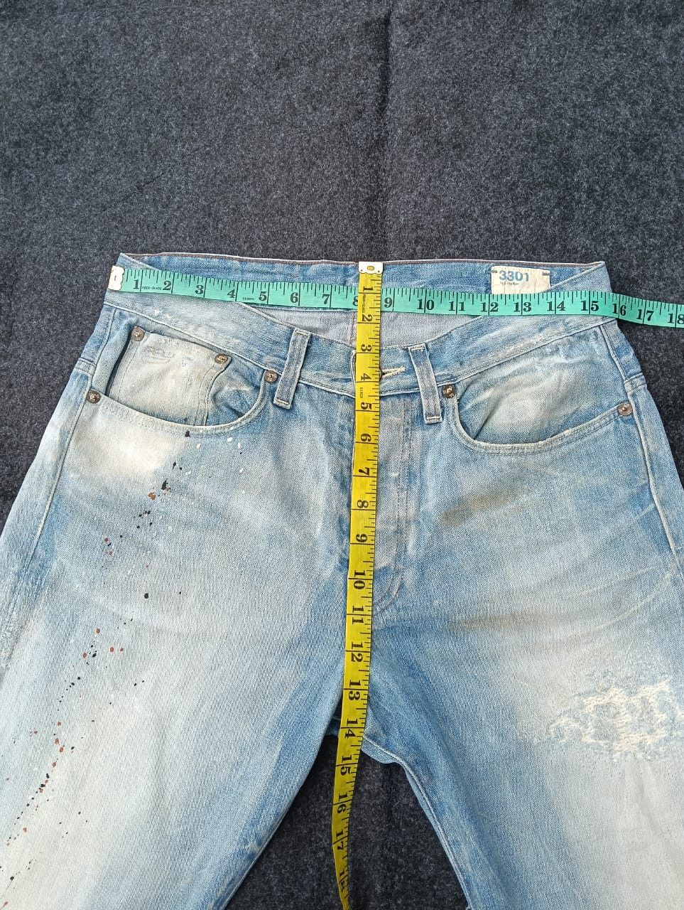 G-Star G-Star RAW 3301 Light Blue Distressed Jeans Paint Splatter. Size US 31 - 11 Thumbnail