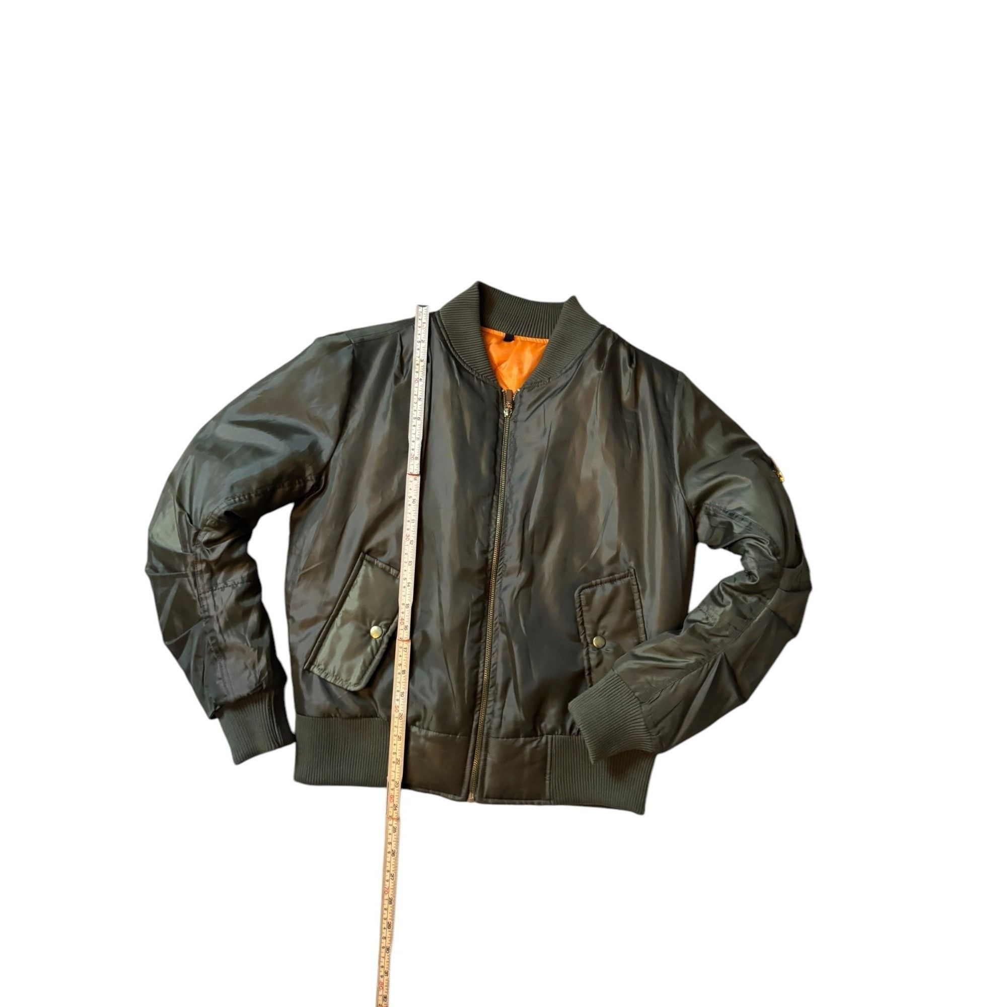 Other Vintage Olive Green Bomber Jacket With Orange Lining & Zip C Size US S / EU 44-46 / 1 - 2 Thumbnail