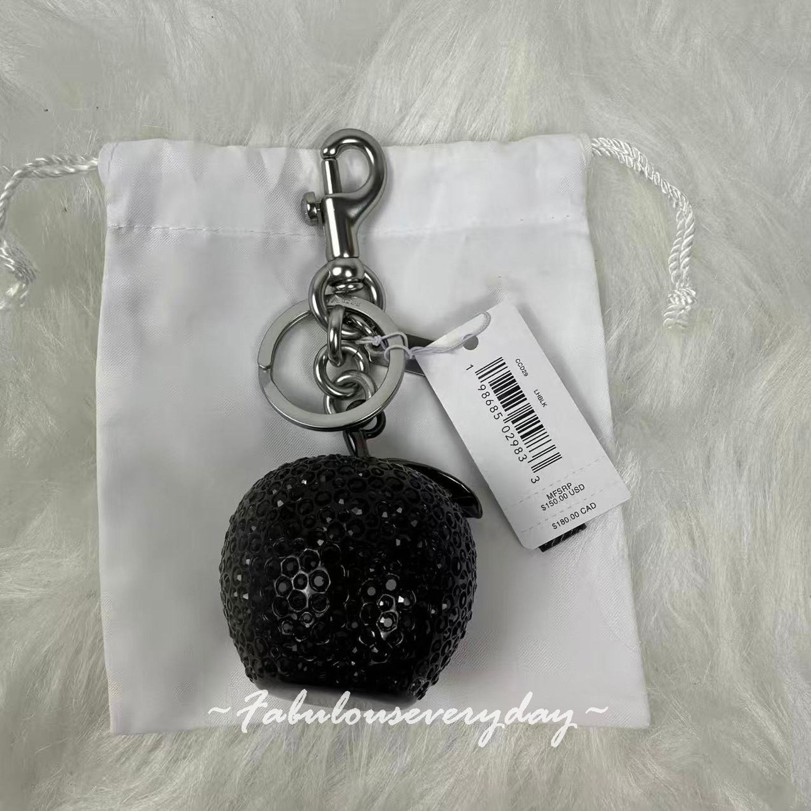 Coach Coach Crystal Apple Bag Charm In Silver/Black CCD29 Size ONE SIZE - 5 Thumbnail