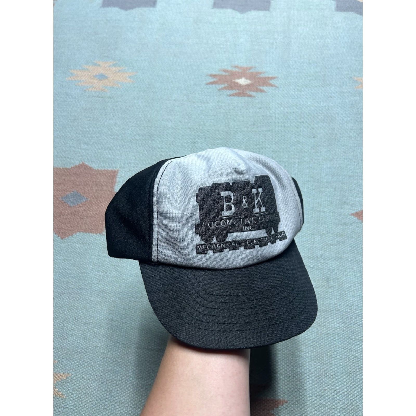 Vintage VINTAGE SnapBack hat cap B&K locomotive service gray black USA made Men Adjustable Black Size ONE SIZE - 2 Thumbnail