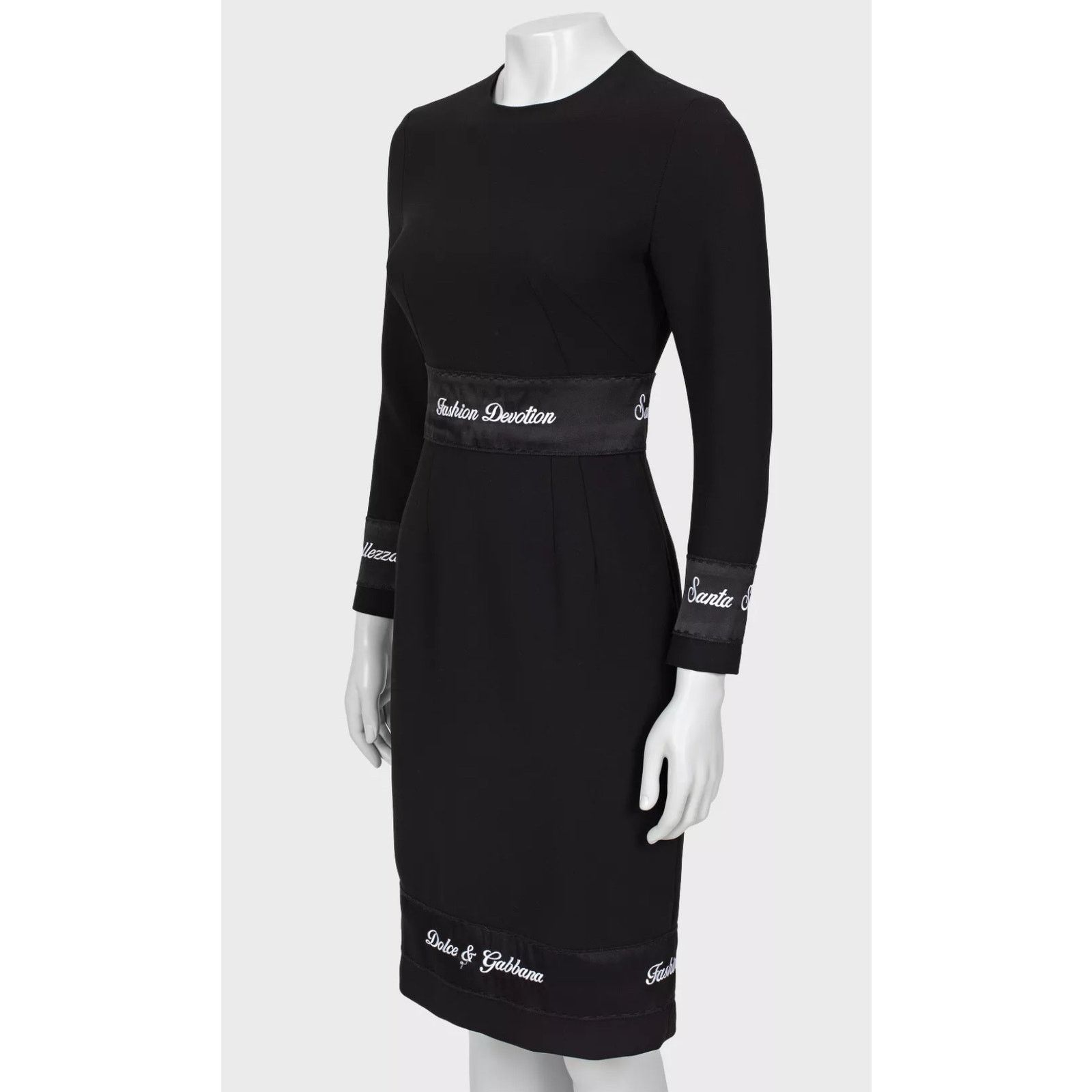 Dolce & Gabbana Dolce & Gabbana Black Wool Embroidered Midi Dress Sz36/XXS Size XS / US 0-2 / IT 36-38 - 2 Thumbnail