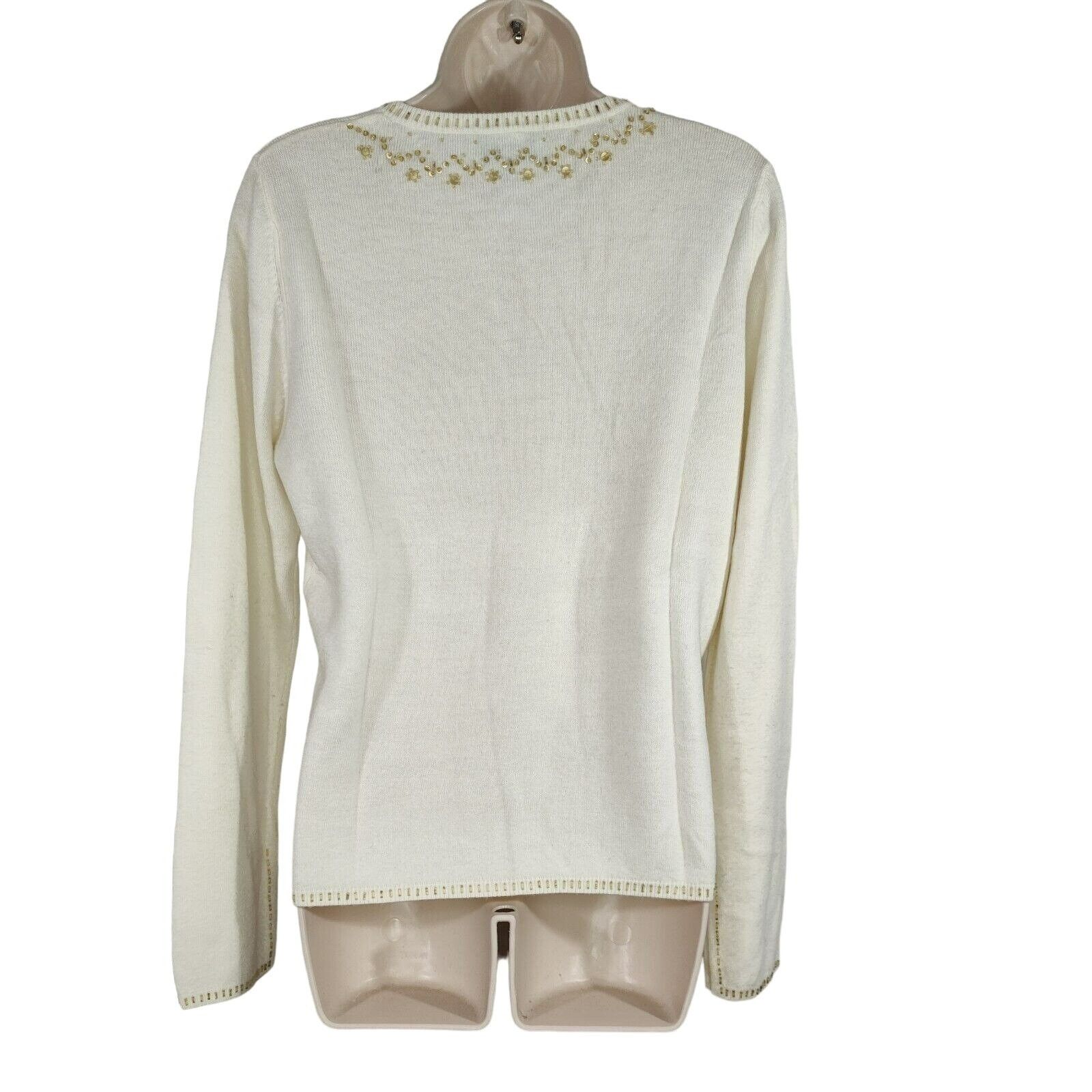 Vintage Vintage Ambra Pullover V-neck Sweater Women Size PL Cream Size L / US 10 / IT 46 - 4 Thumbnail