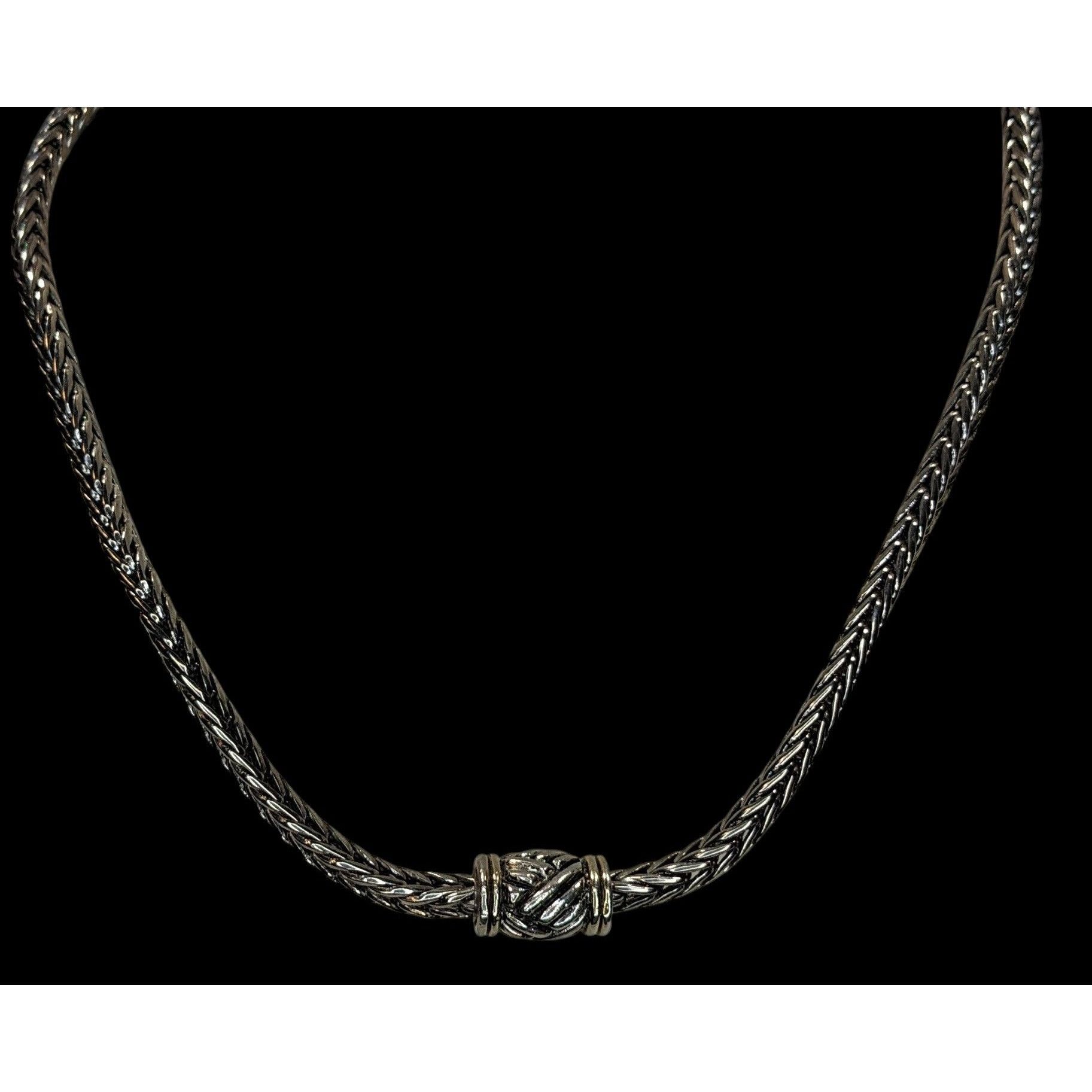 Other Vintage Silver Tone Woven Necklace With Magnetic Front Clasp Size ONE SIZE - 1 Thumbnail