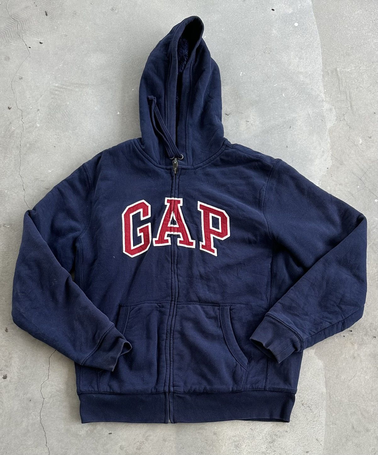 Gap × Vintage GAP HOODIE SHERPA INNER SPELLOUT HOODIE Size US S / EU 44-46 / 1 - 1 Thumbnail