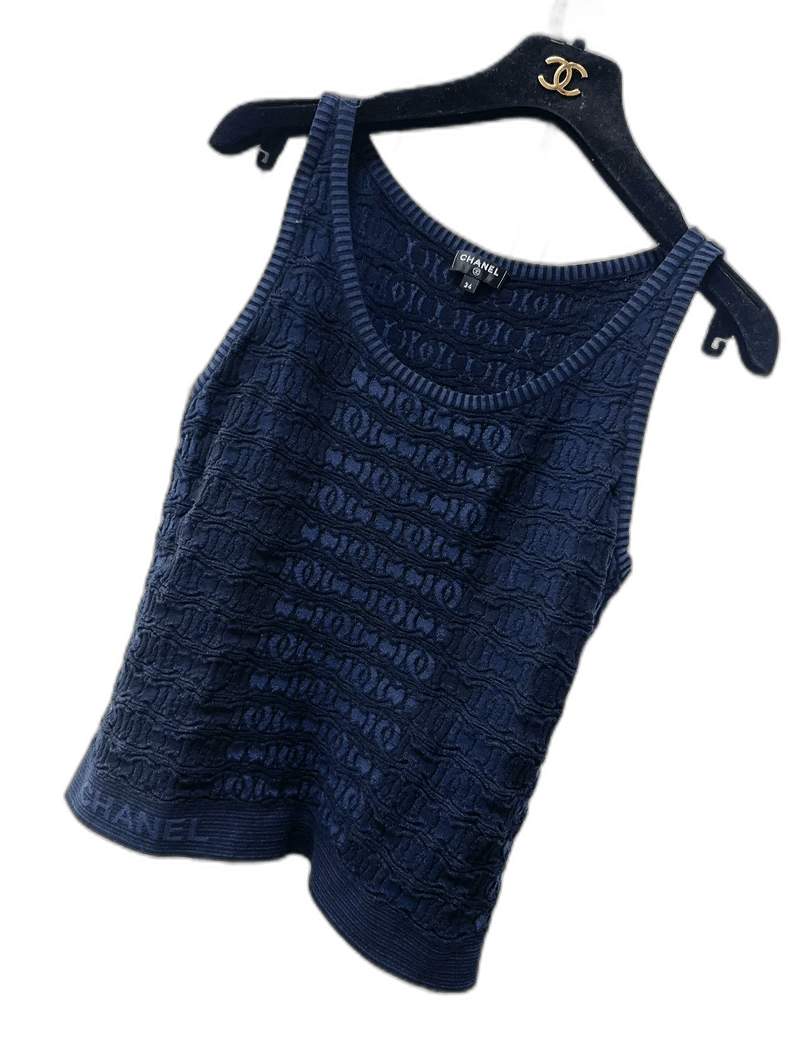Chanel Chanel Dark Blue Knit Tank Top Size M / US 6-8 / IT 42-44 - 1 Thumbnail
