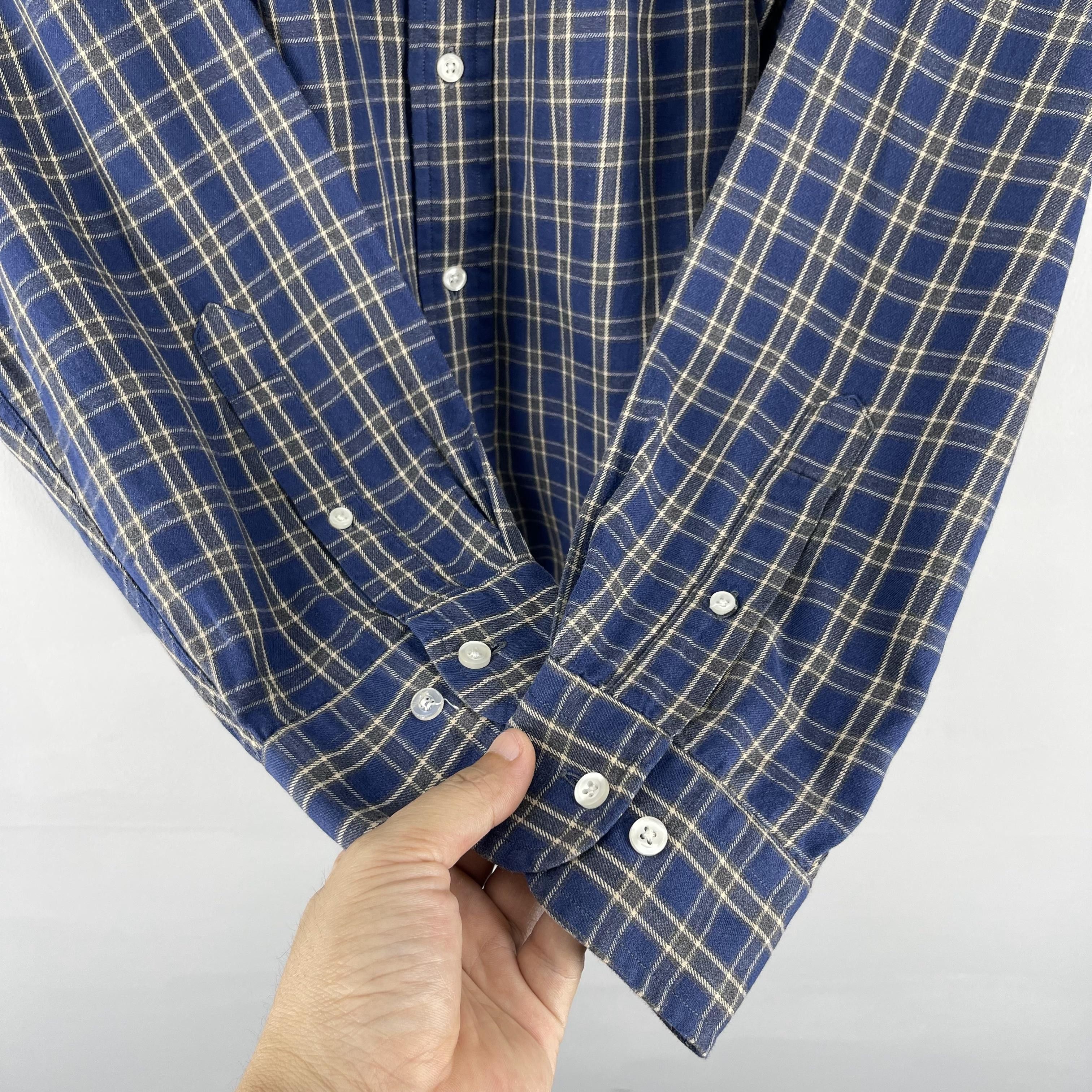 Flannel Vintage LANDS'END Plaid Checkered Blue Flannel Button Up Size US XL / EU 56 / 4 - 7 Thumbnail