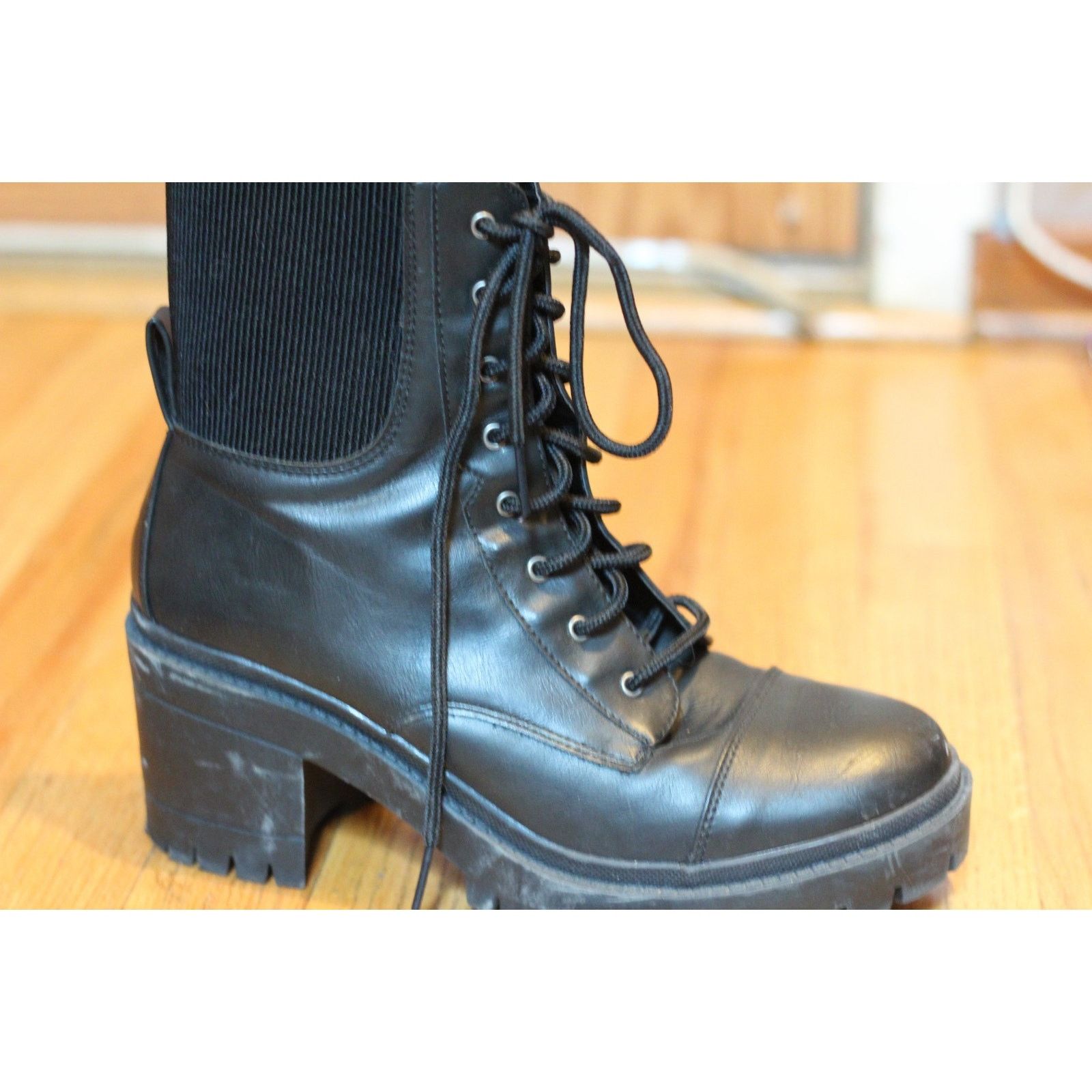 Other Size 10 Rock & Candy Womens Helia Black Zipper Combat Boots Size US 10 / IT 40 - 2 Thumbnail