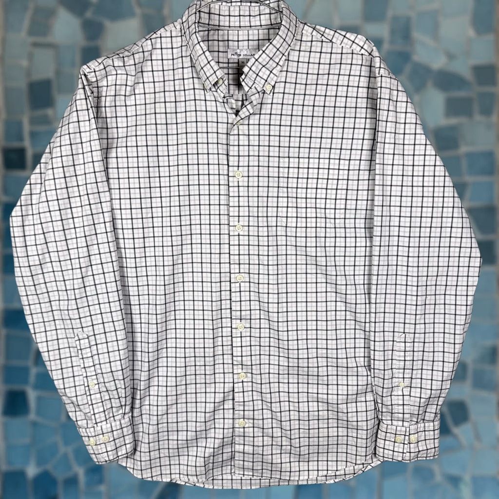 Peter Millar Peter Millar Shirt Men's XL Crown Sport Crafted Windowpane Check Preppy Casual Size US XL / EU 56 / 4 - 1 Thumbnail
