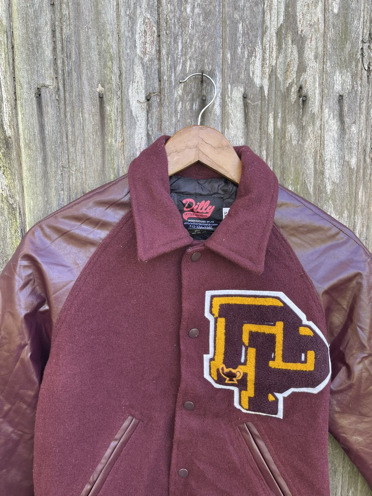 Designer Vintage Burgundy Dilly Letterman Varsity Jacket (XS) Size US XS / EU 42 / 0 - 2 Thumbnail