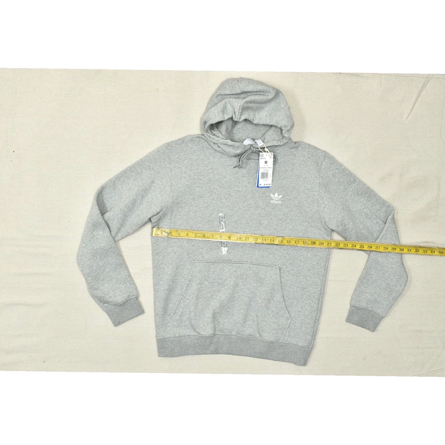 Adidas Adidas Men's Regular Gray Essential Hoody Sweatshirt Trefoil Pullover M Size US M / EU 48-50 / 2 - 6 Thumbnail