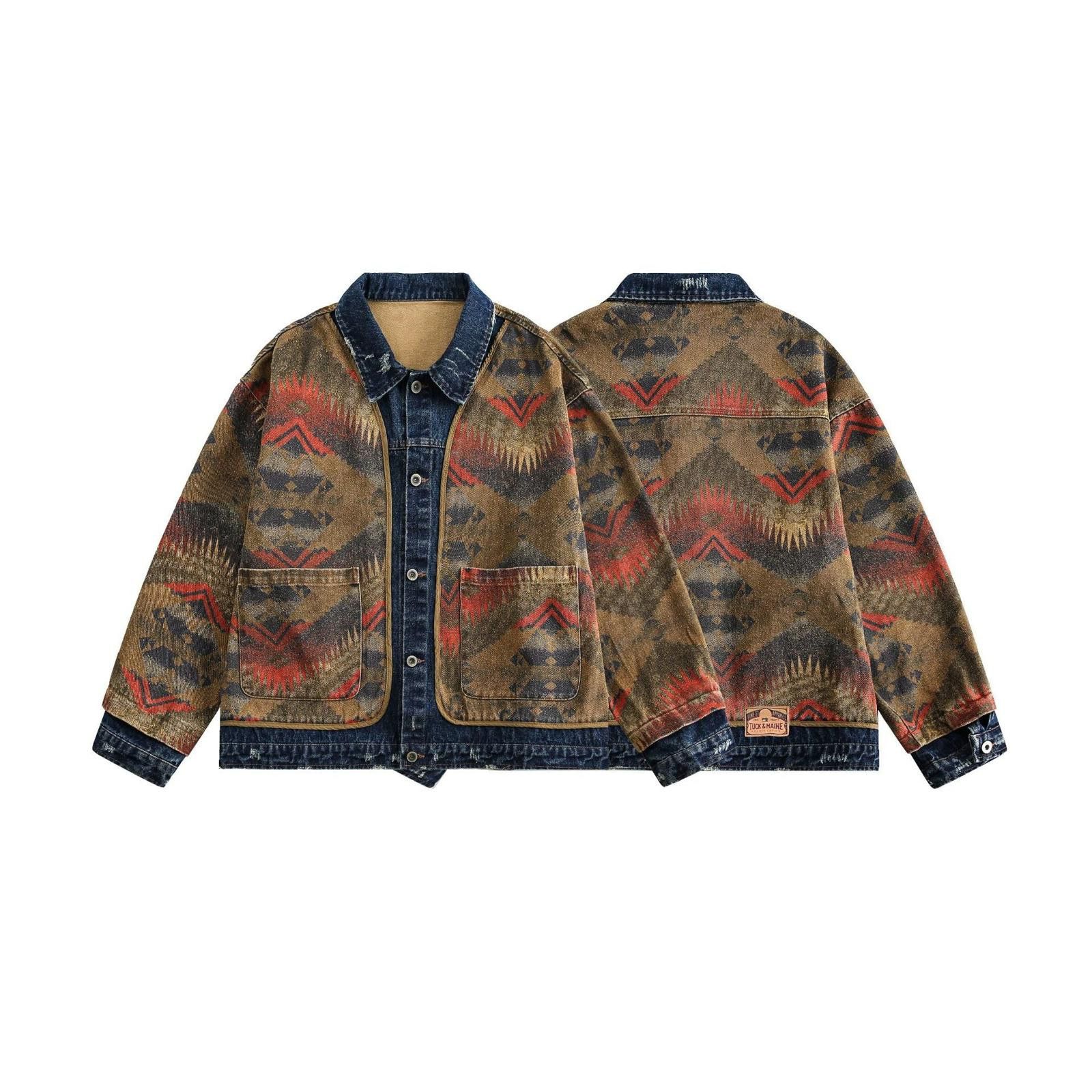 Other Ethnic Jacquard Washed Denim Jacket Size US M / EU 48-50 / 2 - 5 Thumbnail