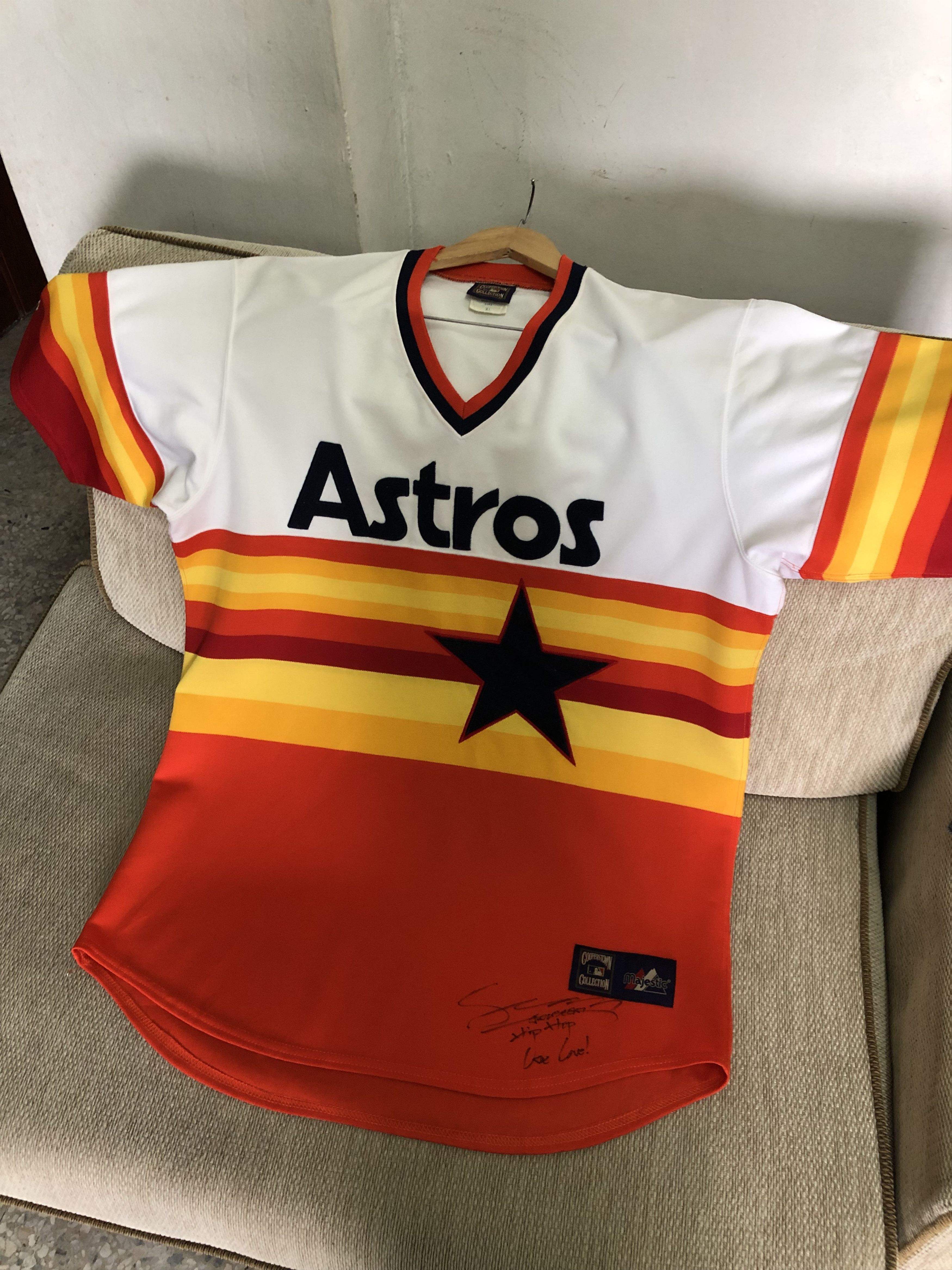 Vintage 🔥 Vtg 80s Houston Astros Baseball Jersey HipHop Autographed Size US XL / EU 56 / 4 - 15 Thumbnail