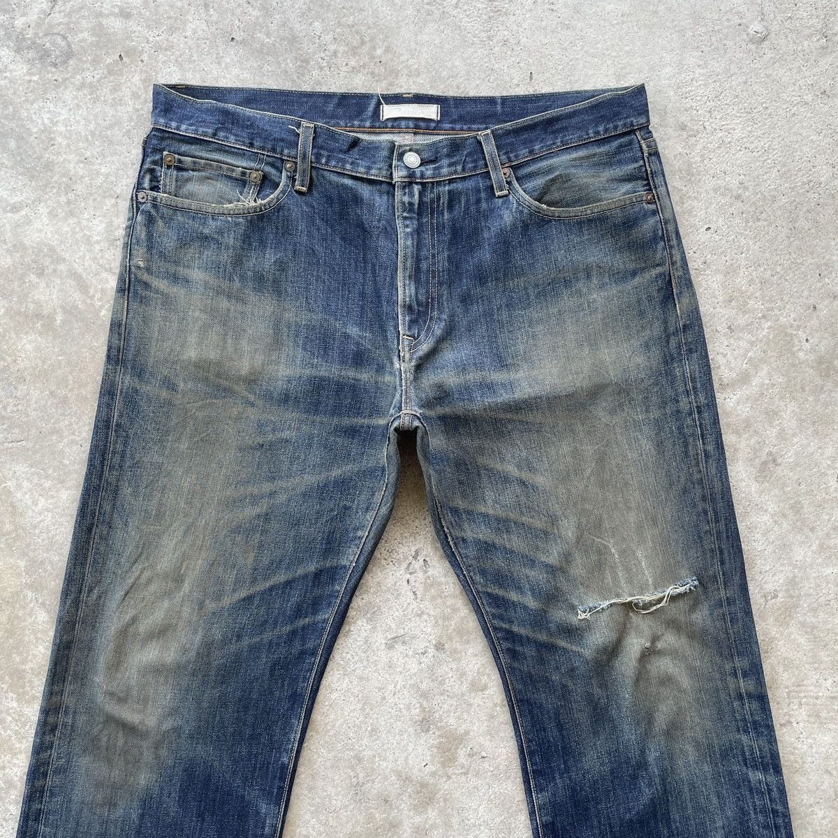 Japanese Brand Rusty🔥 Vintage Japanese Faded Distressed Denim Jeans Pants Size US 37 - 3 Thumbnail