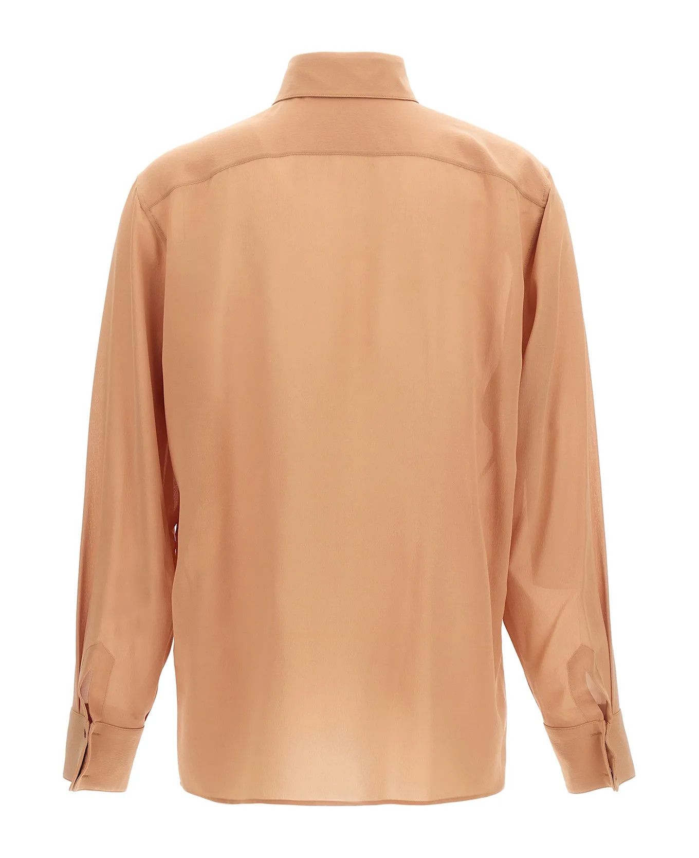 Saint Laurent Paris oc11z0126 798510 Shirt in Silk Crepe Muslin in Beige Size US XS / EU 42 / 0 - 2 Thumbnail