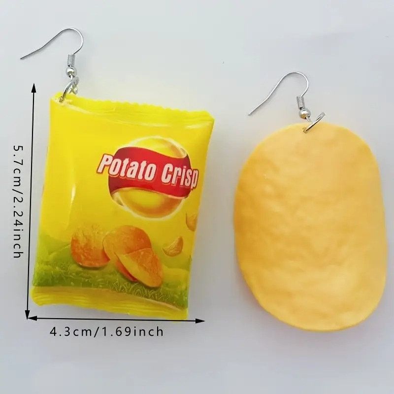 & Other Stories Funny Potato Chip & Bag Earrings – Mismatched Snack Dangle Size ONE SIZE - 2 Thumbnail